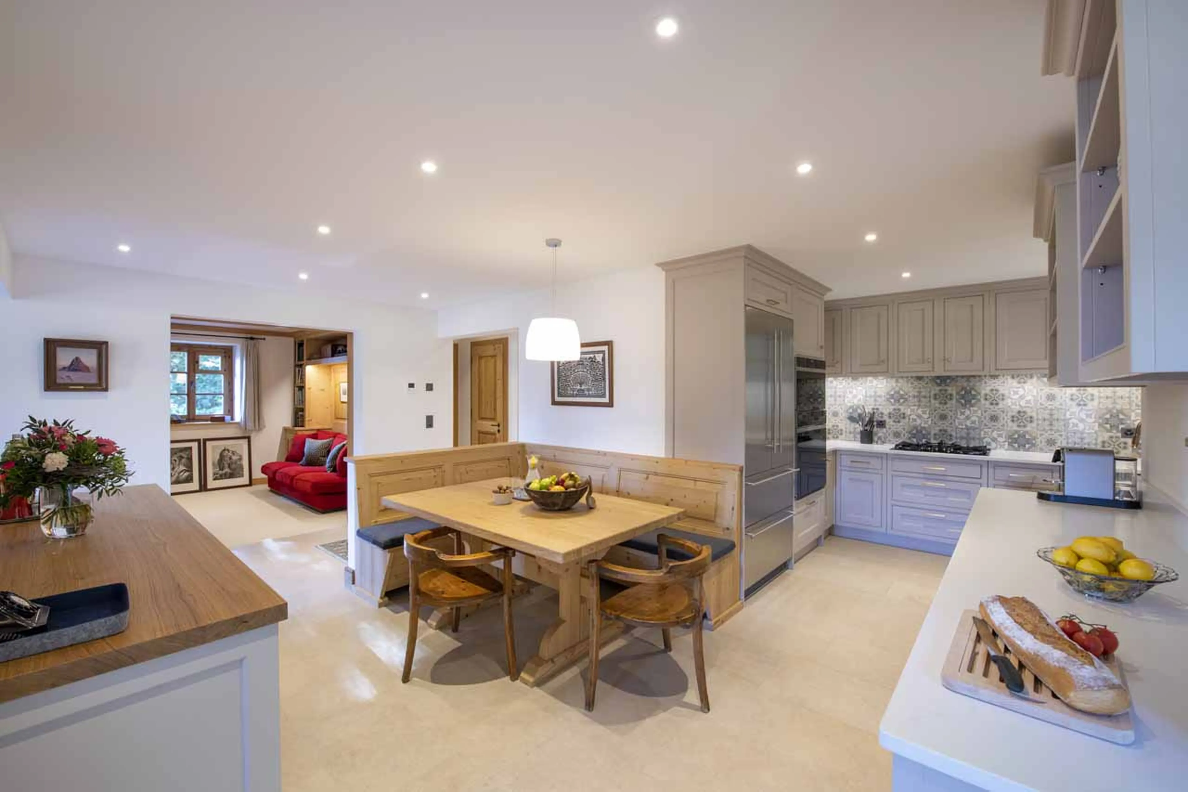 Kitchen with table at Chalet Tire Bouchon in Verbier