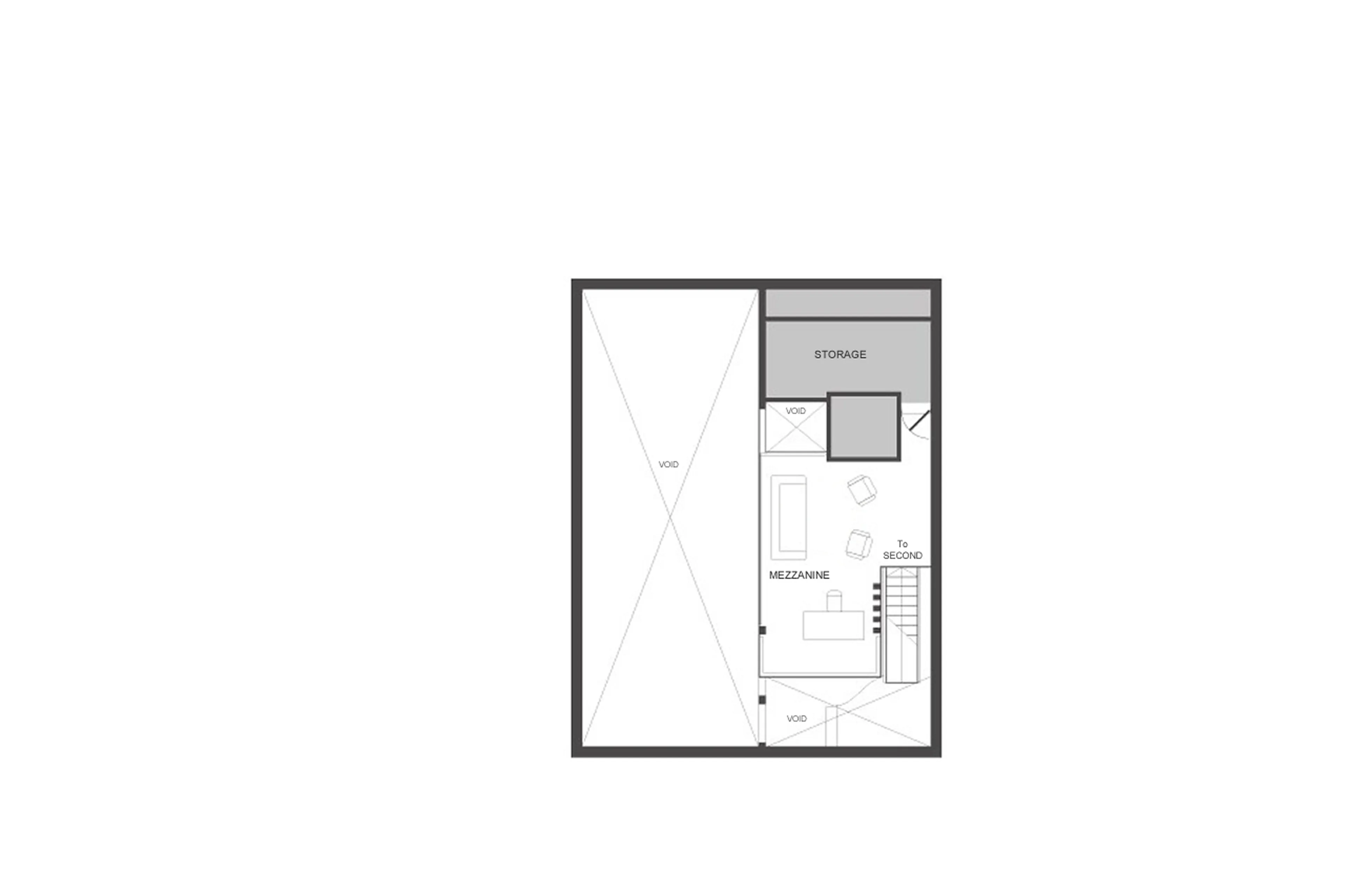 Mezzanine floor plan of Chalet Tobenjofi in Courchevel 1850