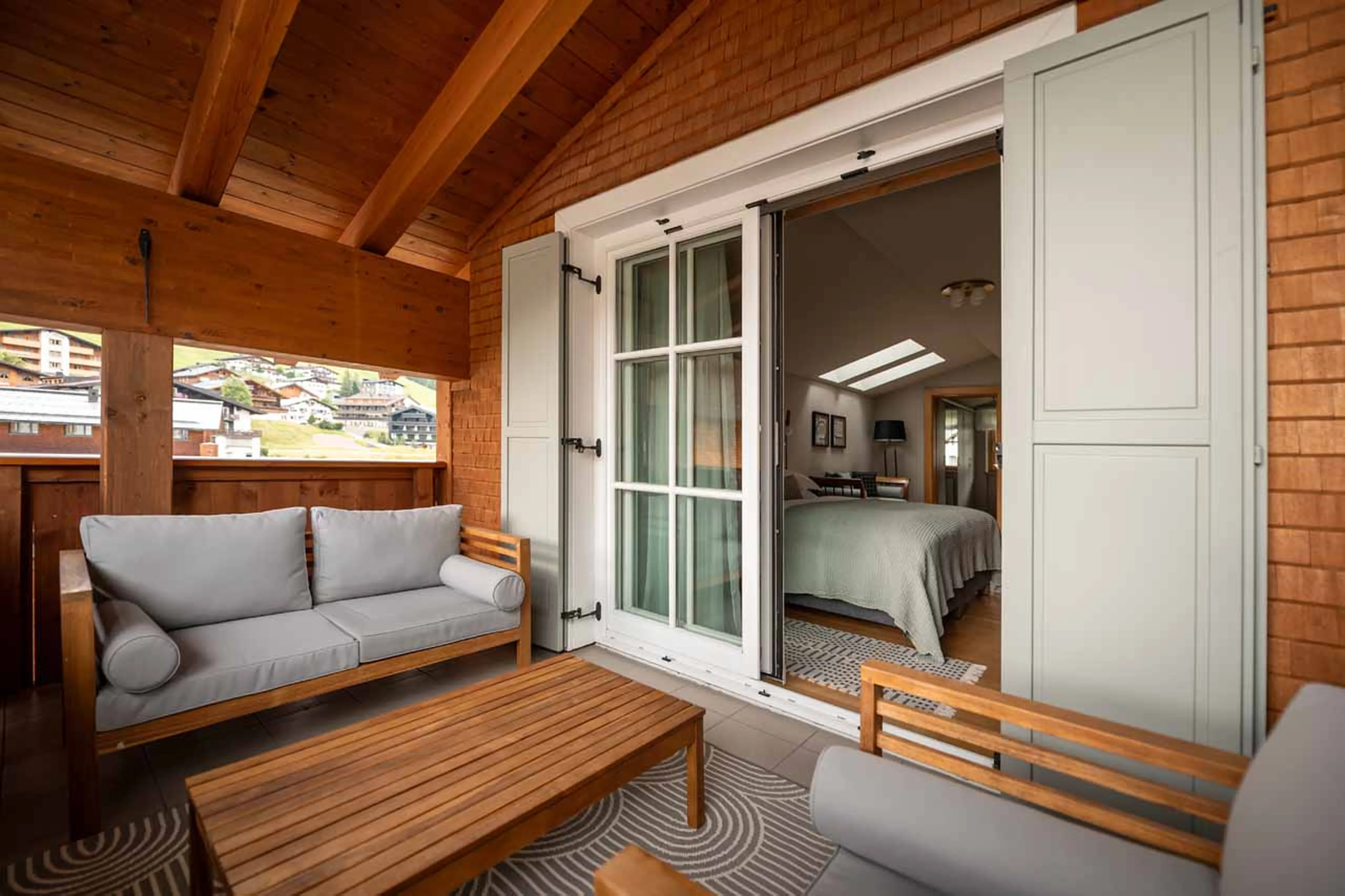 Seating area in bedroom one at Chalet Toda in Lech