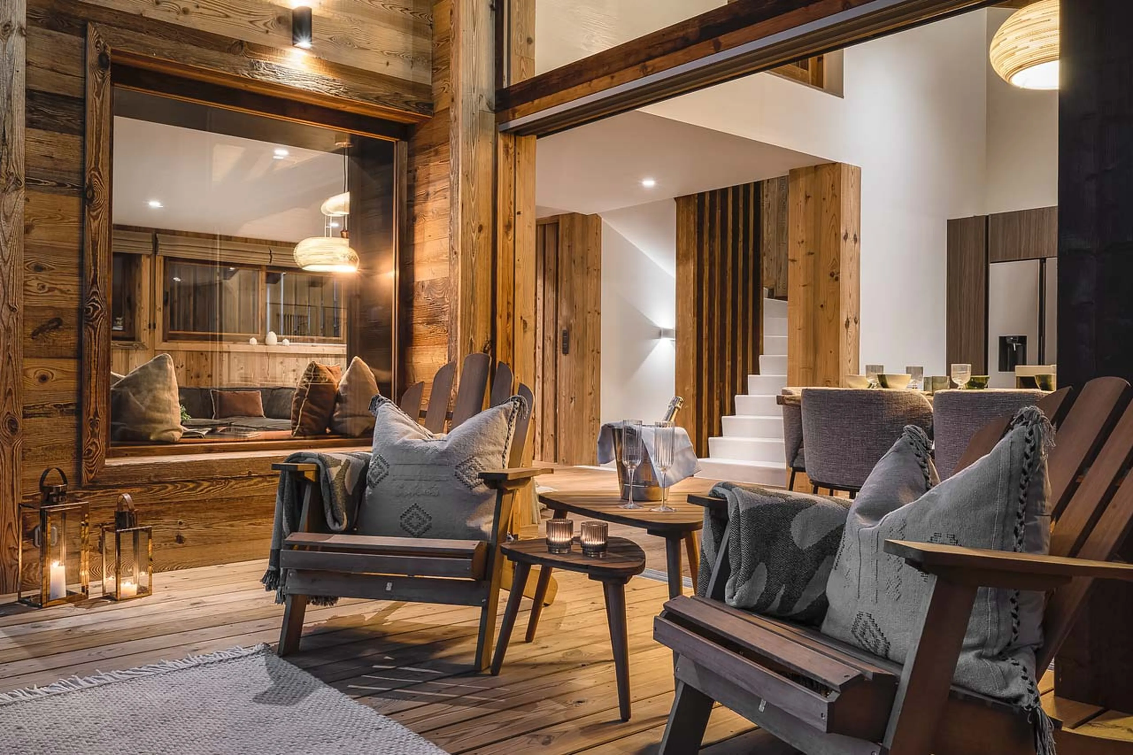 Outdoor seating at Chalet Tosca in Les Gets