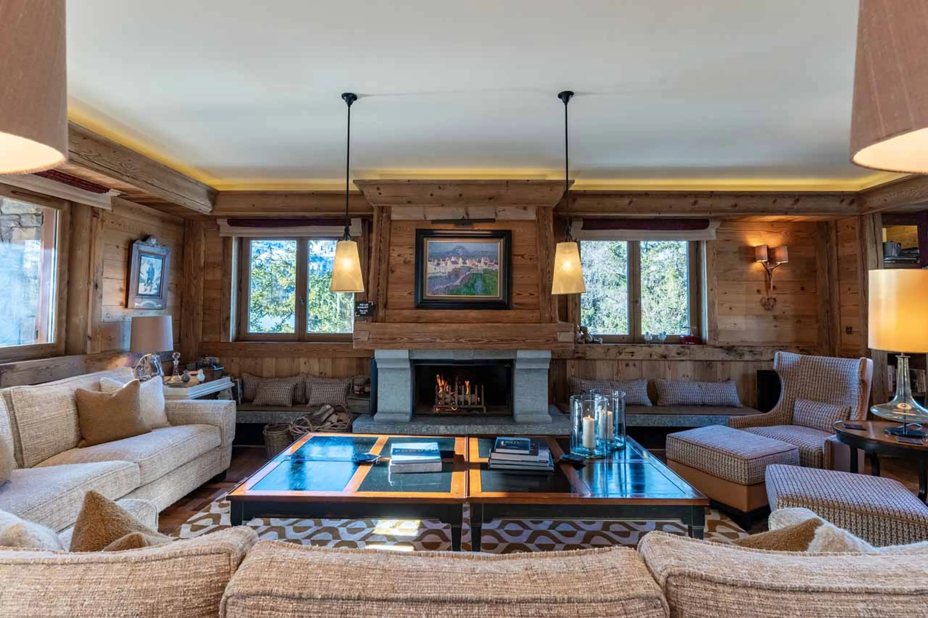 Open plan living area at Chalet Trois Ours in Meribel