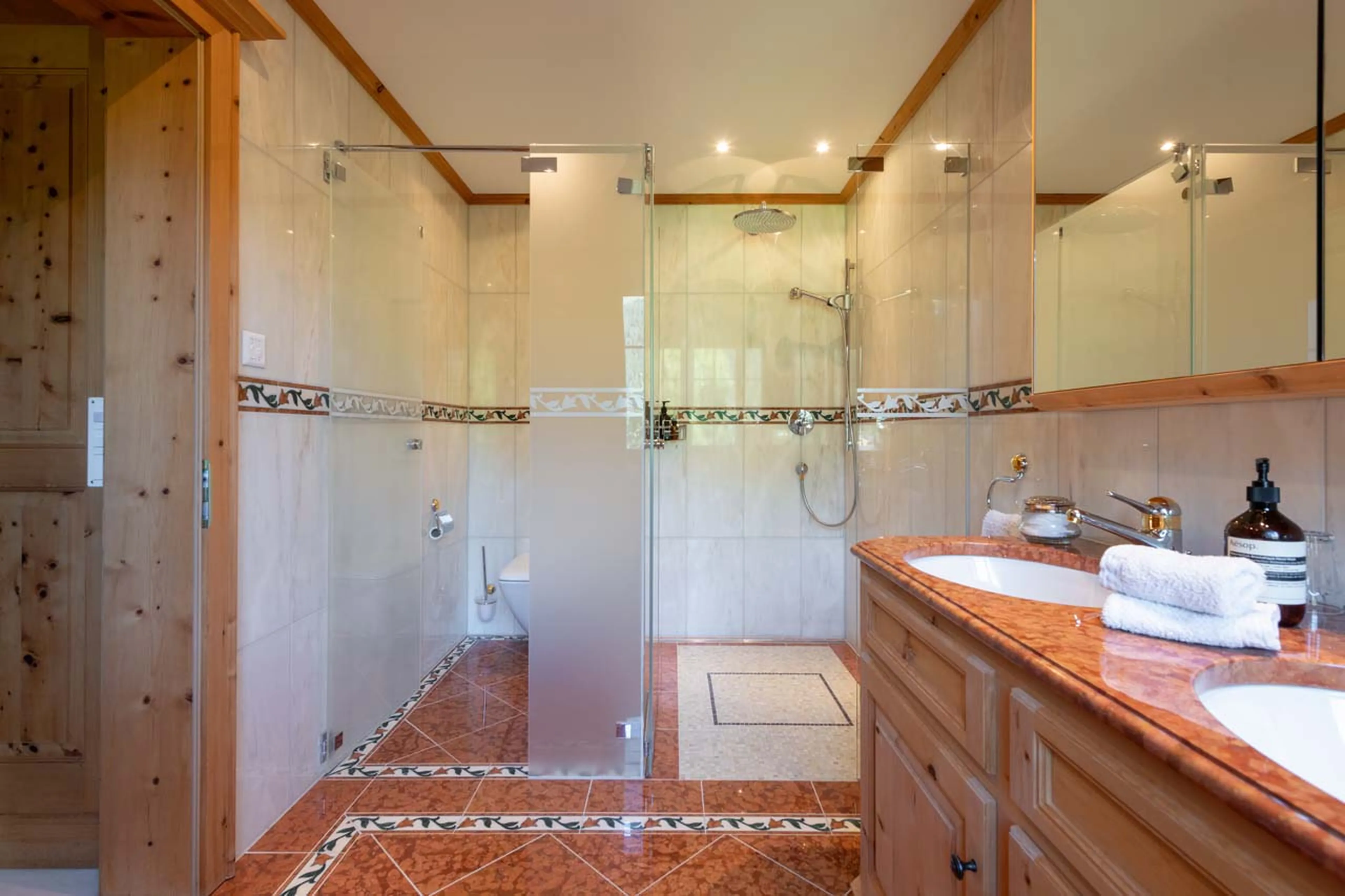 Shower room at Chalet Tschuetta in Klosters