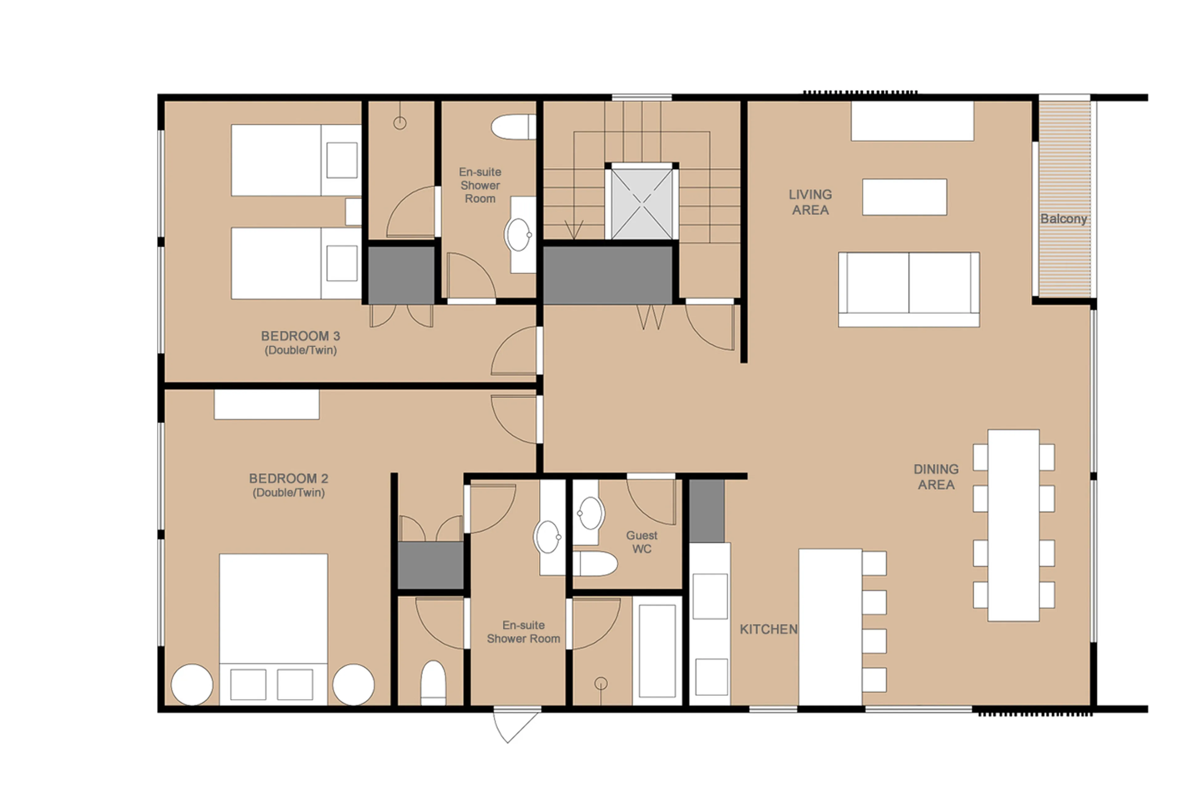 Level 1 floor plan for Tsurara Villa in Niseko