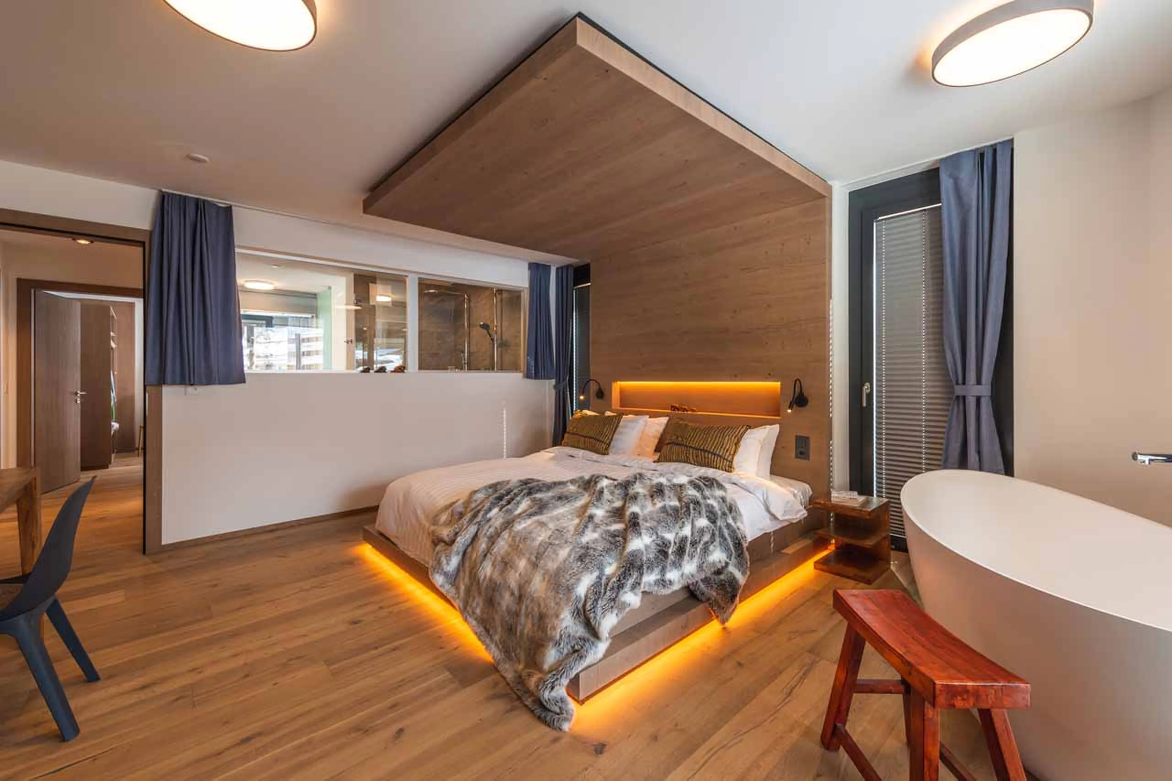 Bedroom one at Chalet Tuftra in Findelbach