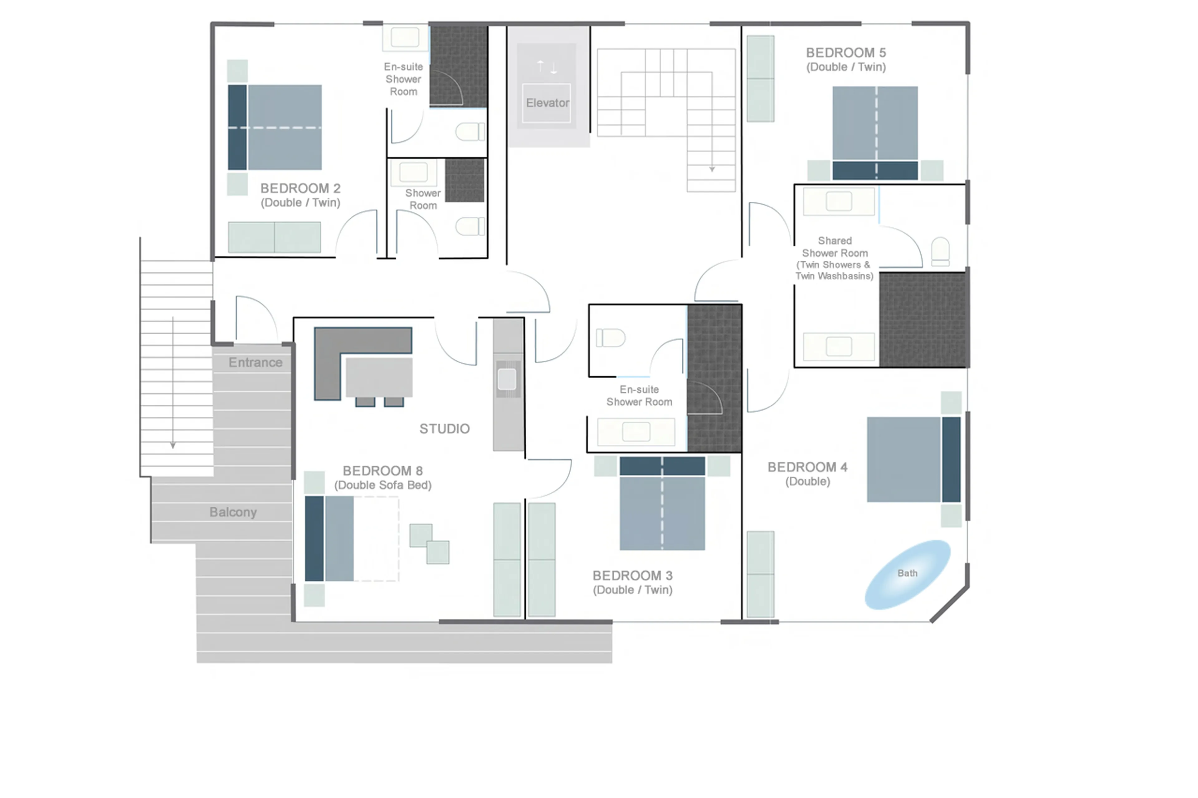 Ground floor plan of Chalet Tuftra Findelbach in Zermatt