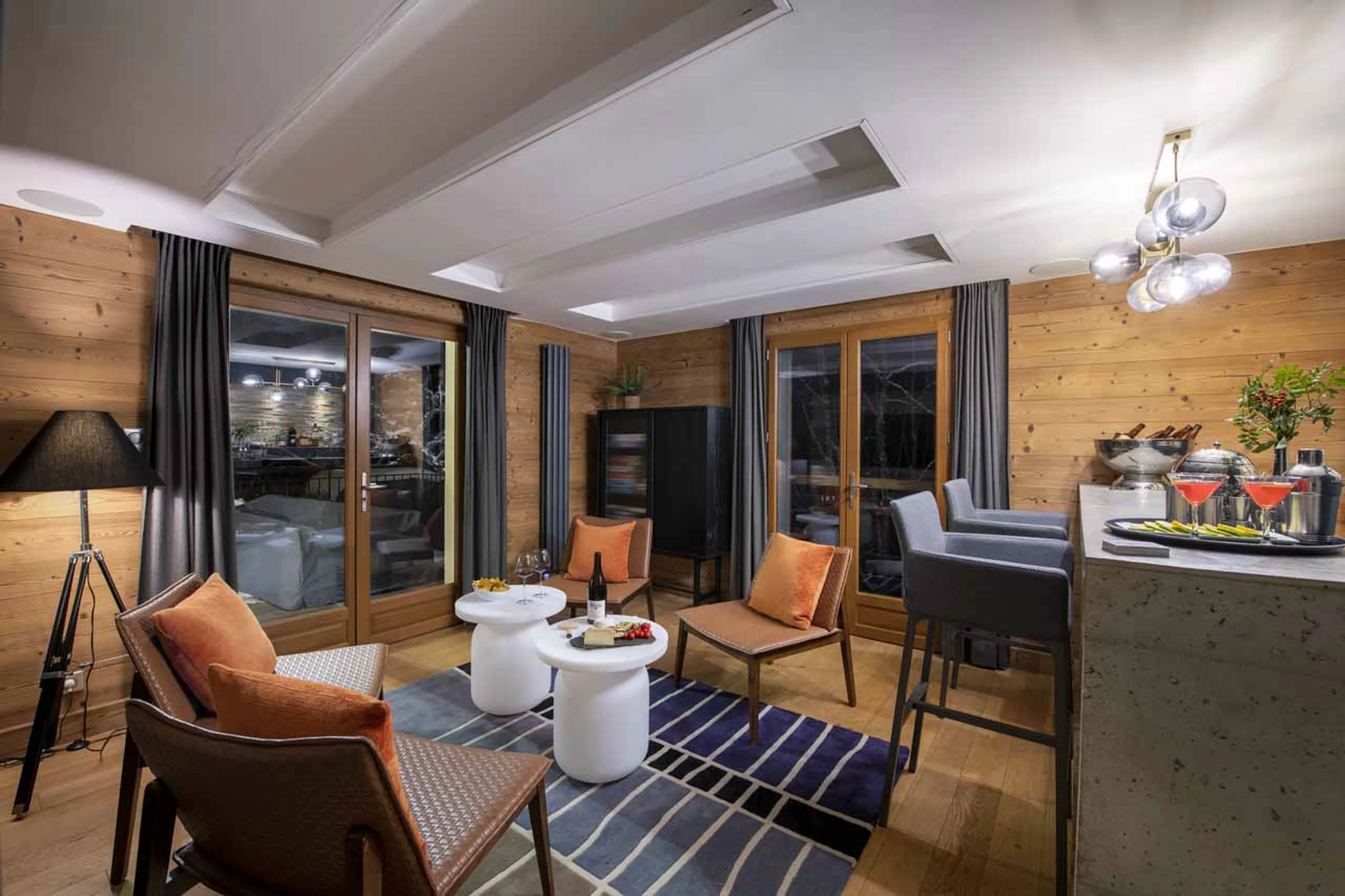 Spacious bar and lounge at Chalet Twenty26 in Morzine