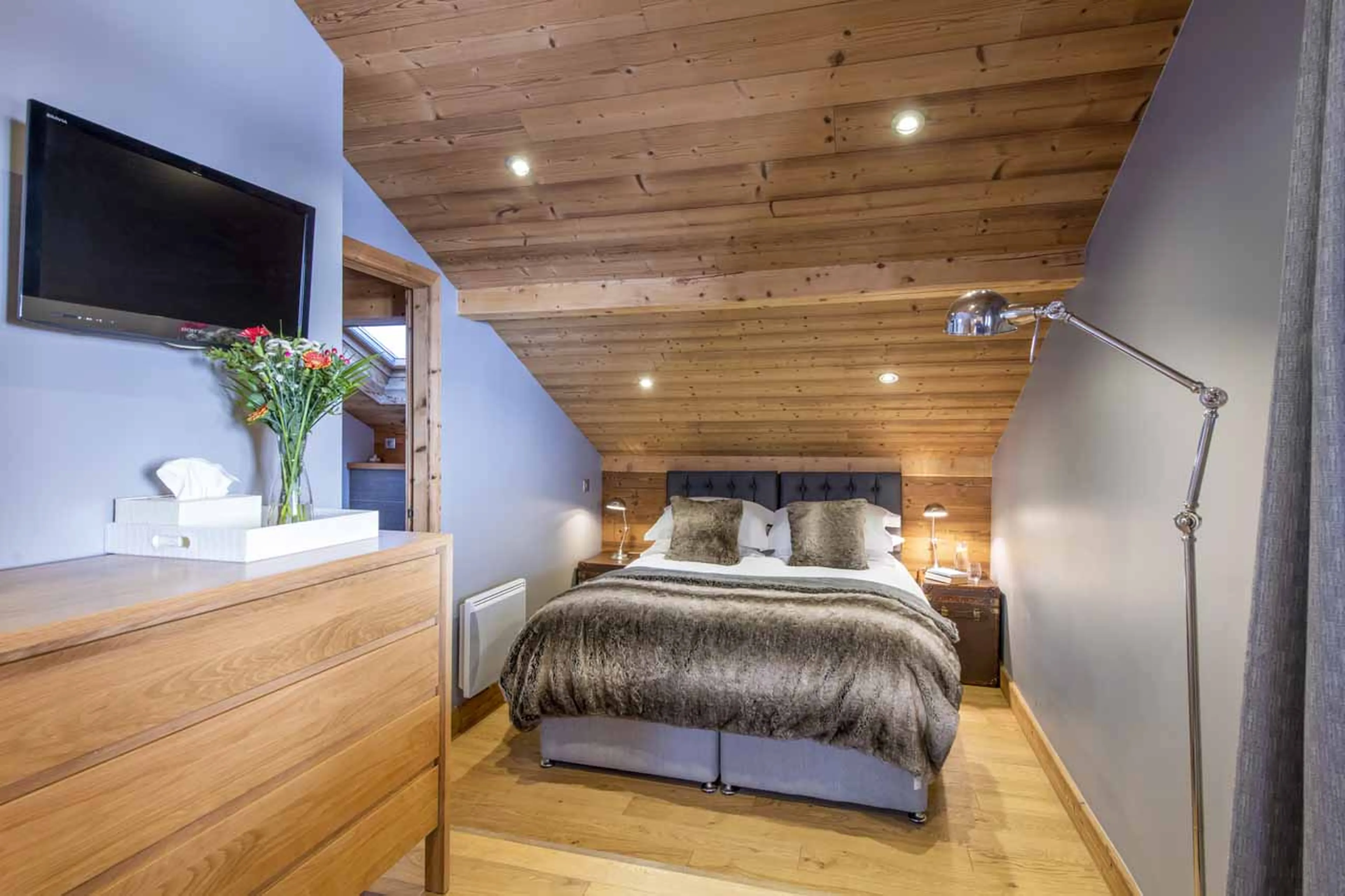 Bedroom one at Chalet Twenty26 in Morzine