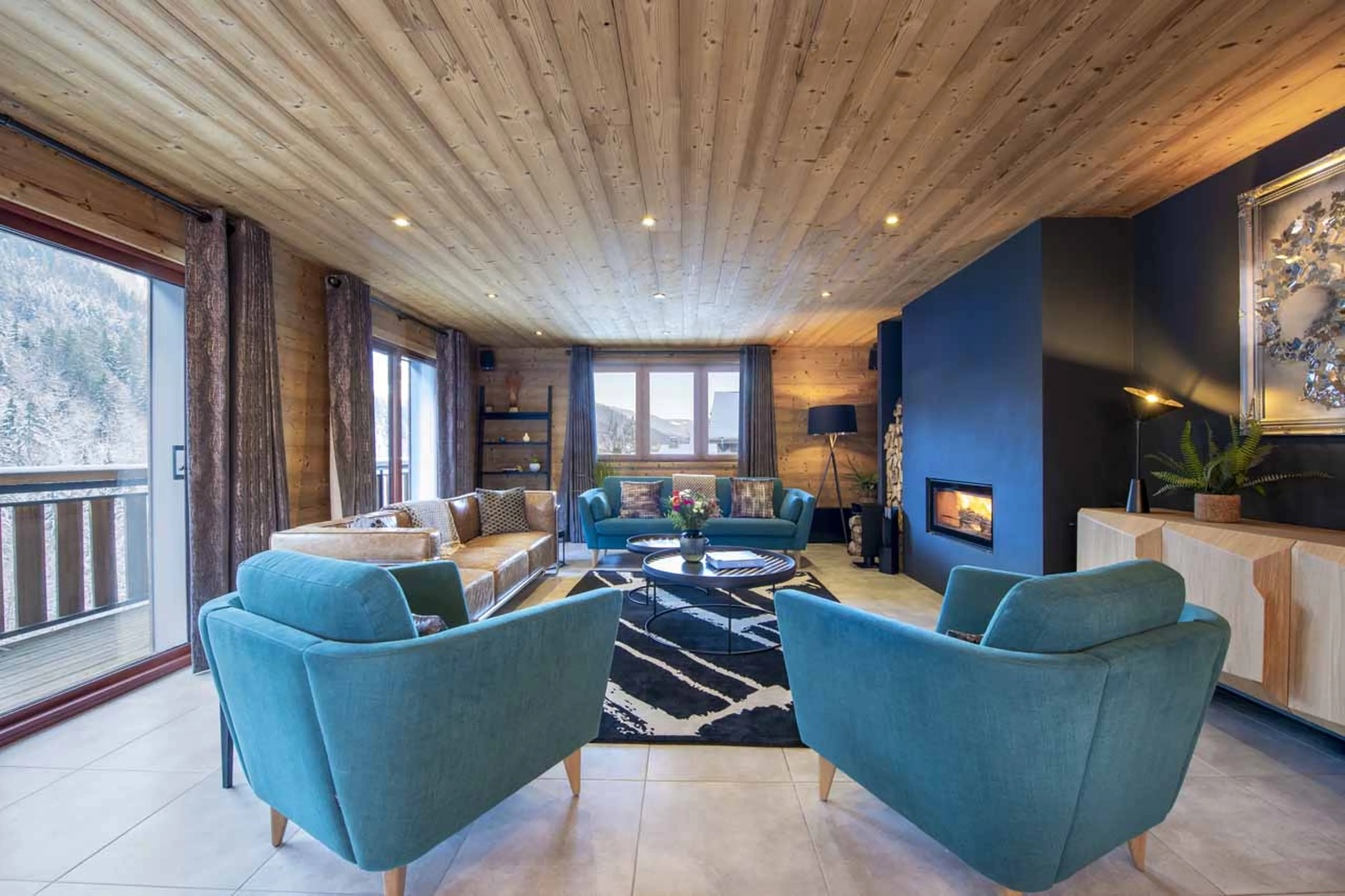 Living area and balcony at Chalet Twenty26 in Morzine