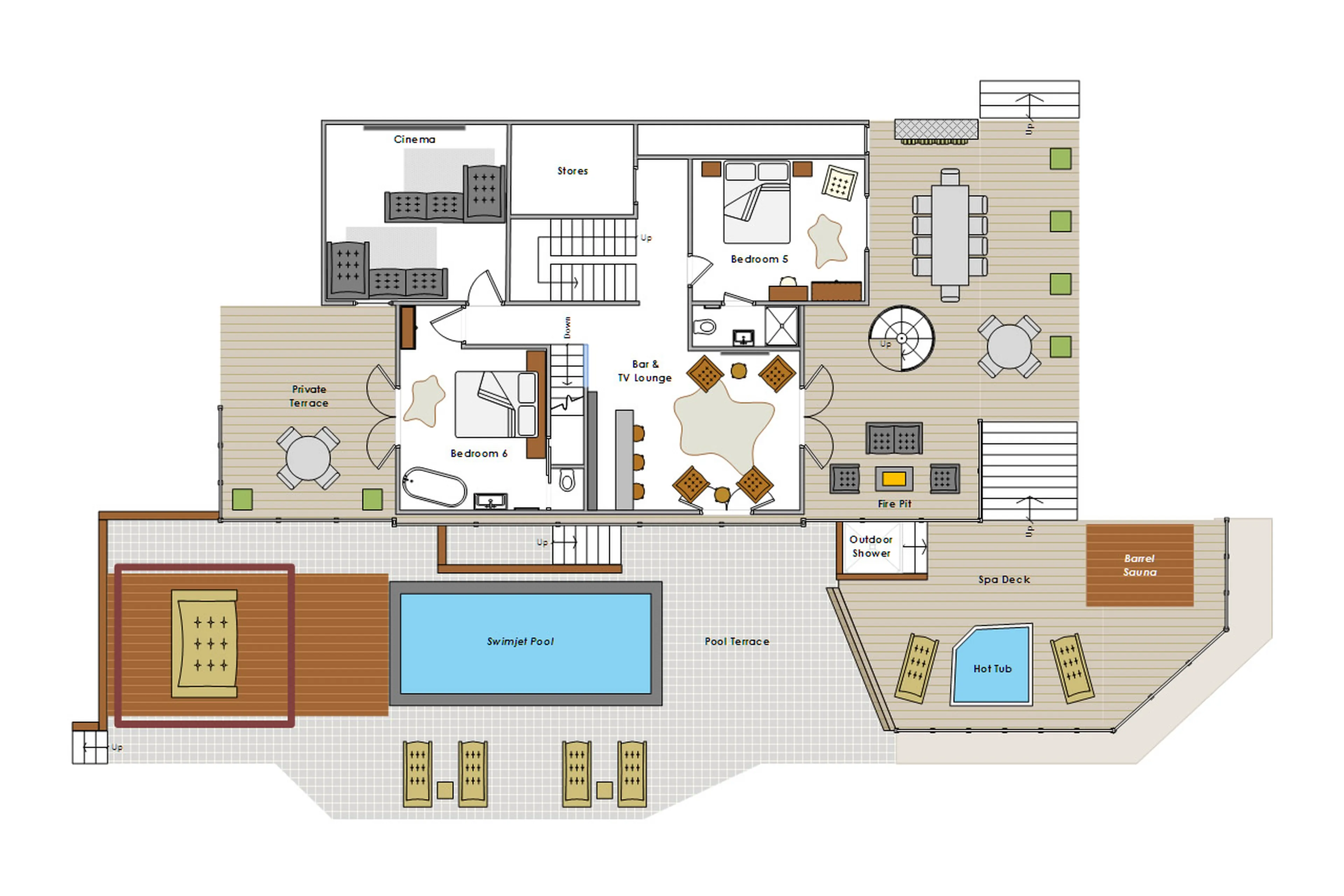 Lower ground floor plan of Chalet Twenty26 in Morzine