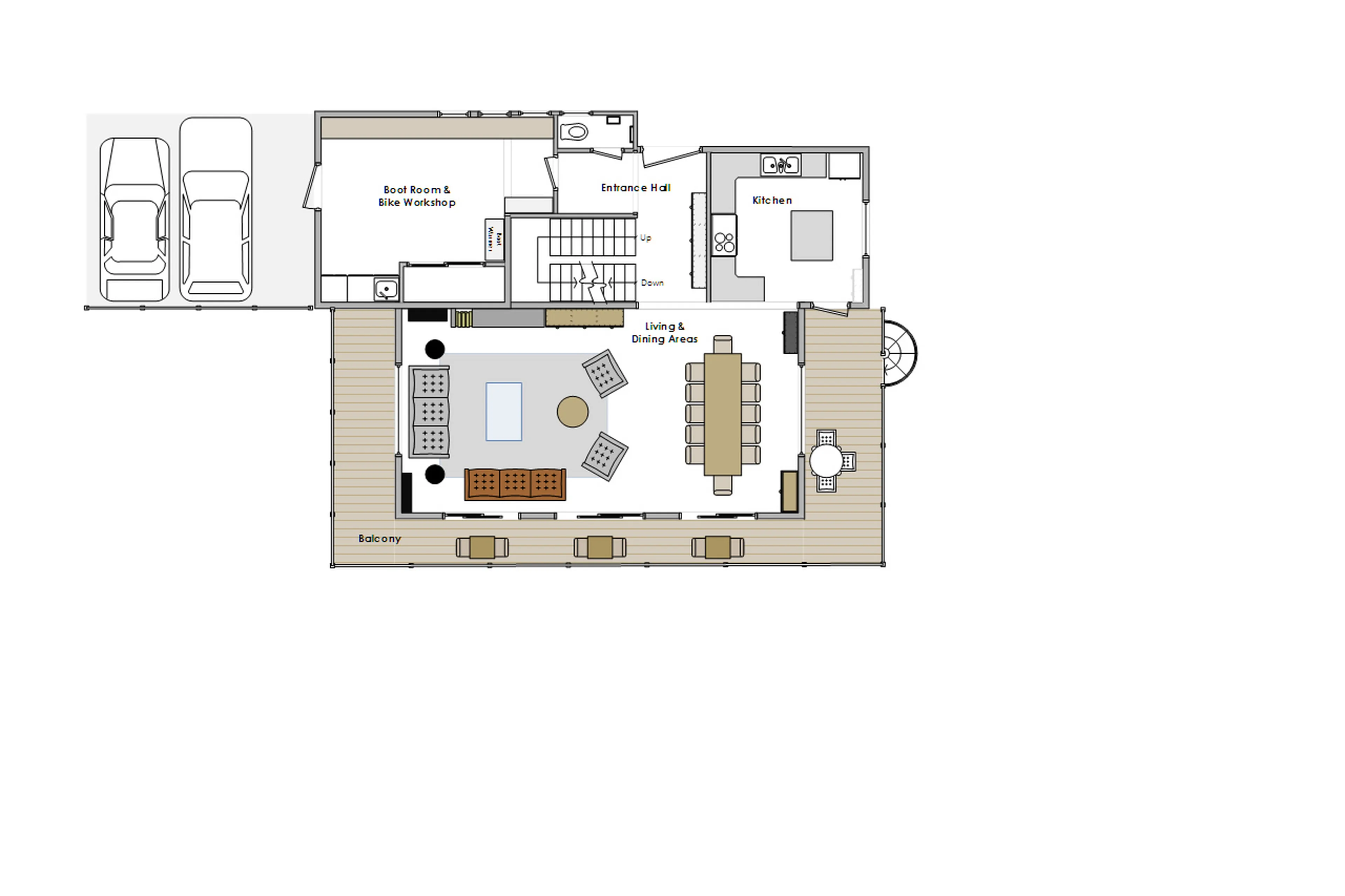 Upper ground floor plan of Chalet Twenty26 in Morzine