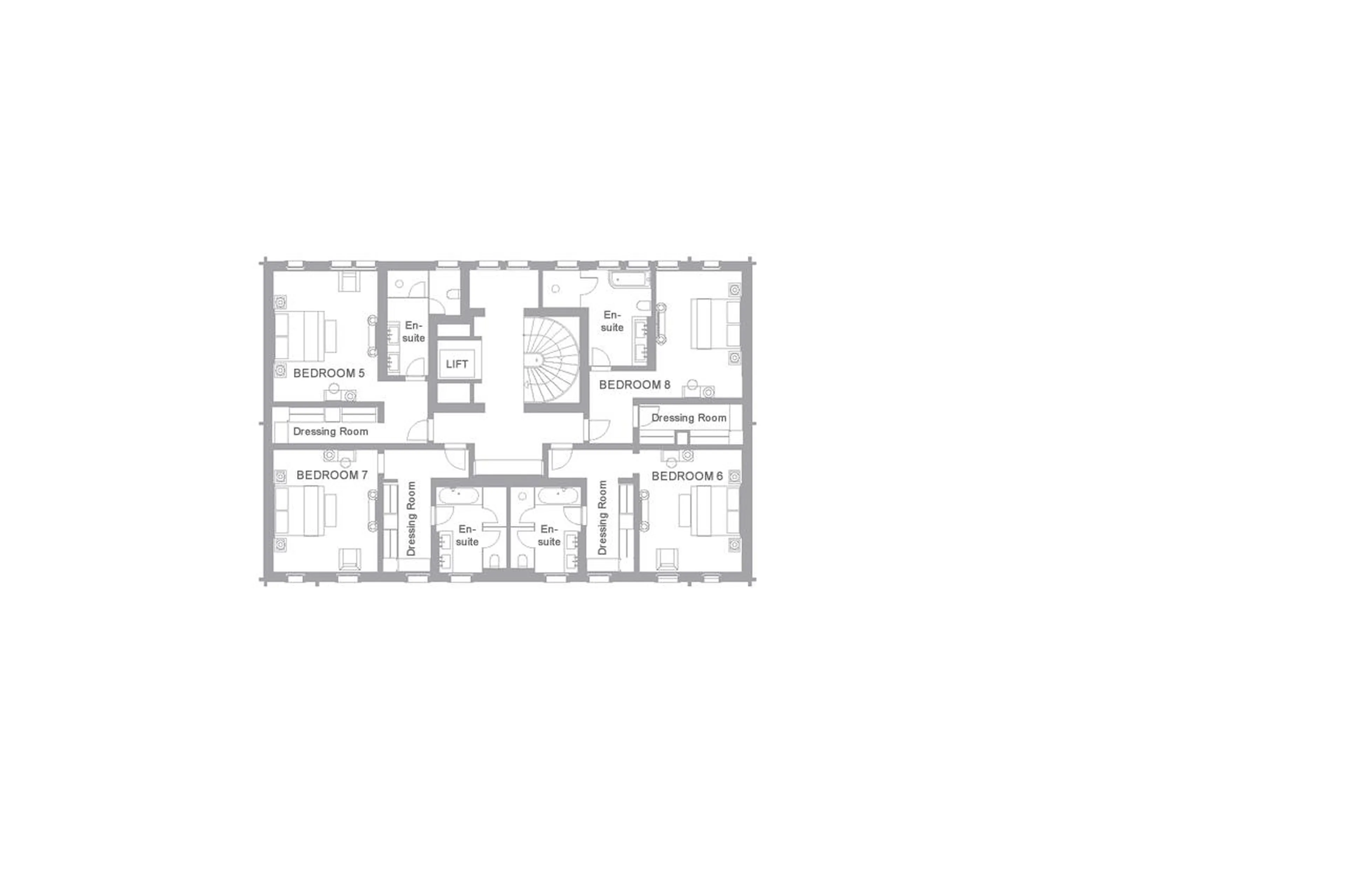 Level 2 floor plan of Chalet Ultima Promenade in Gstaad