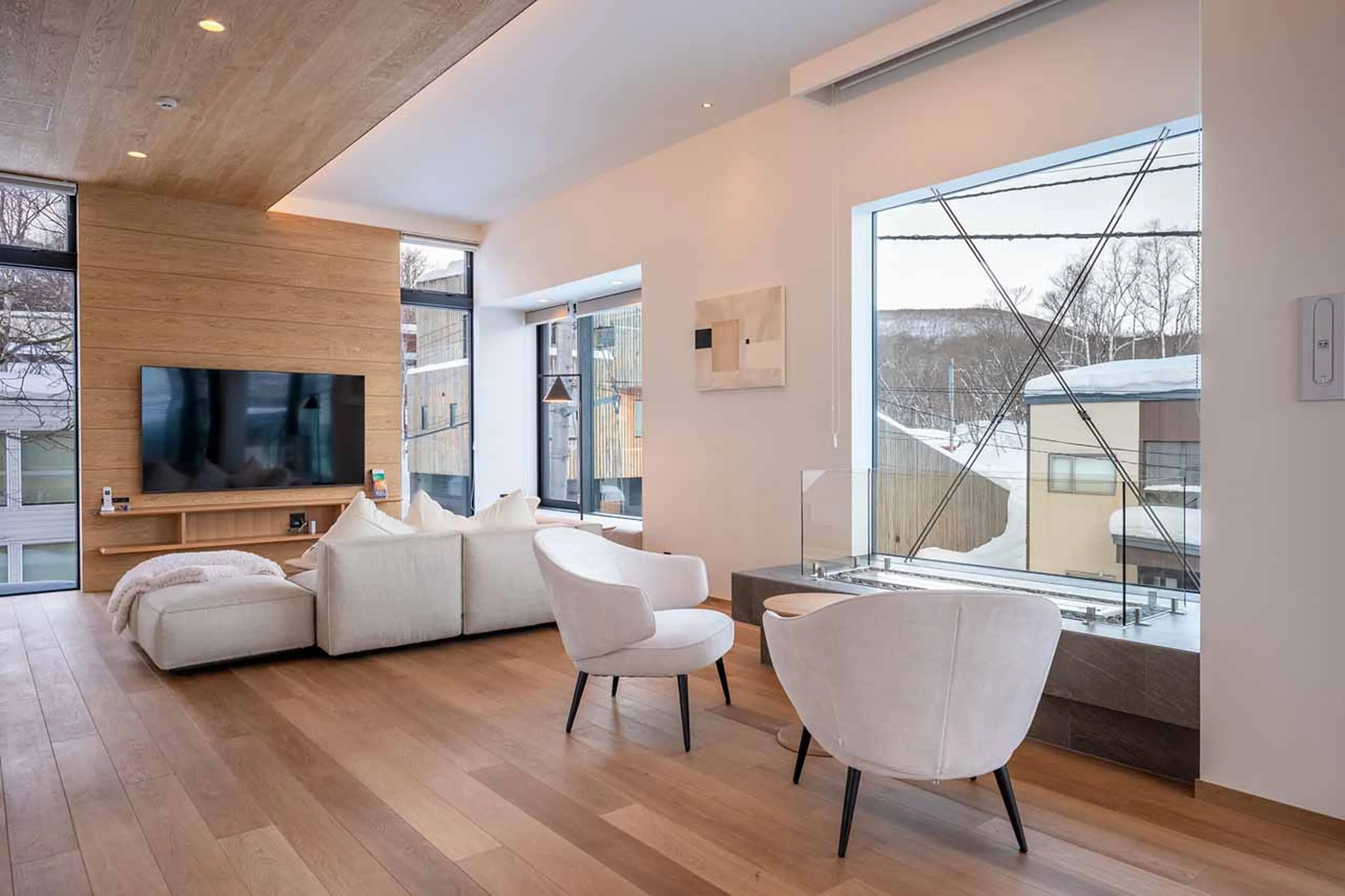 Living area at the V Residence in Niseko