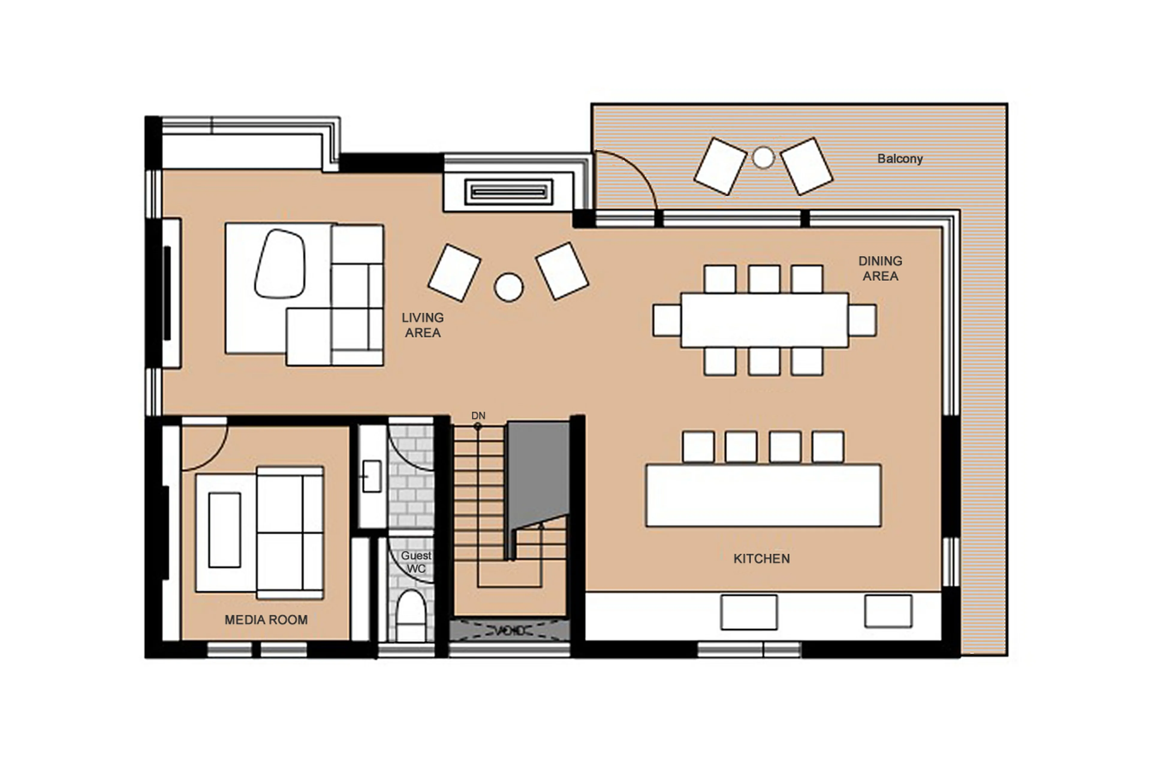 Level 1 floor plan of V Residence in Niseko