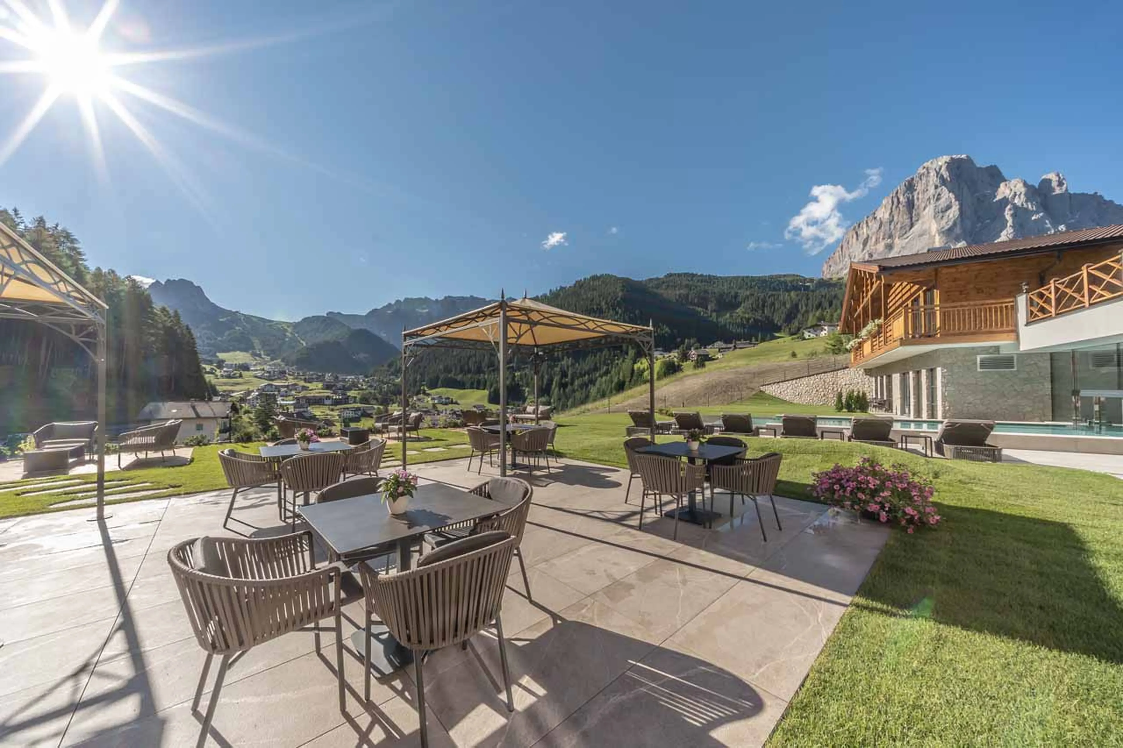 Sun terrace at Apartment Panorama in Val Gardena