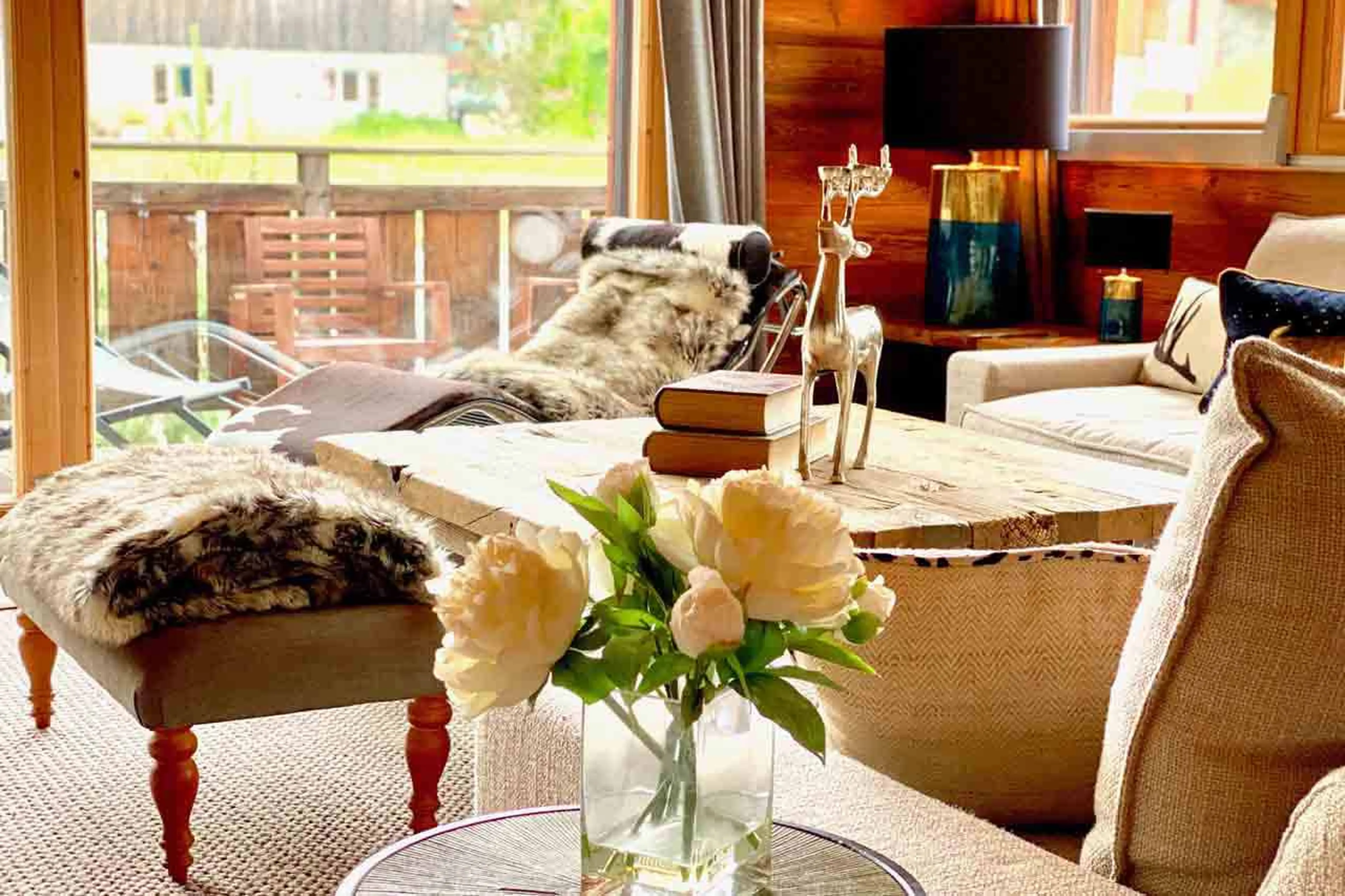 Elegant seating in lounge of Chalet Valambrun in Les Gets