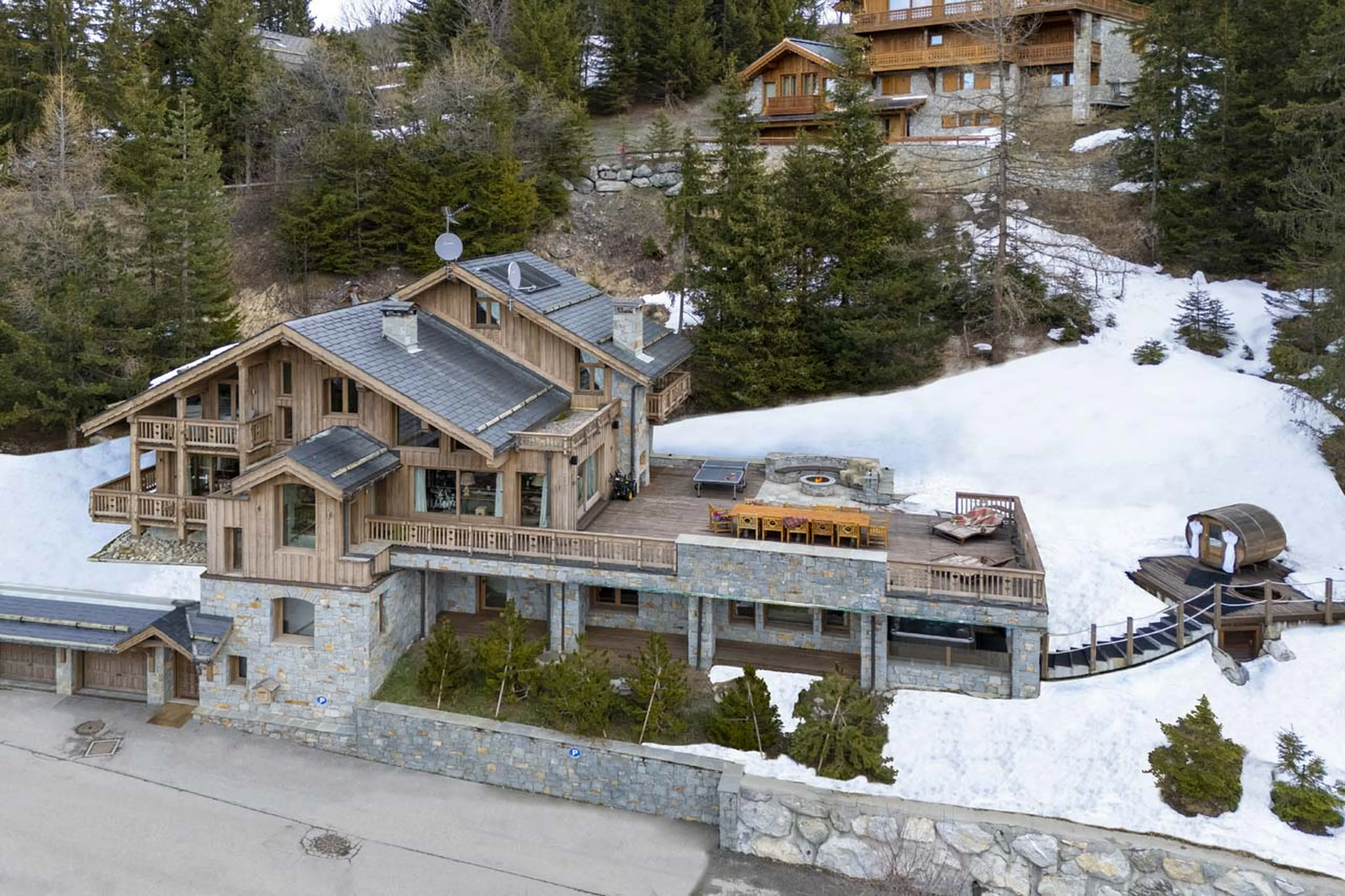 Aerial view of Chalet Valentine in Meribel