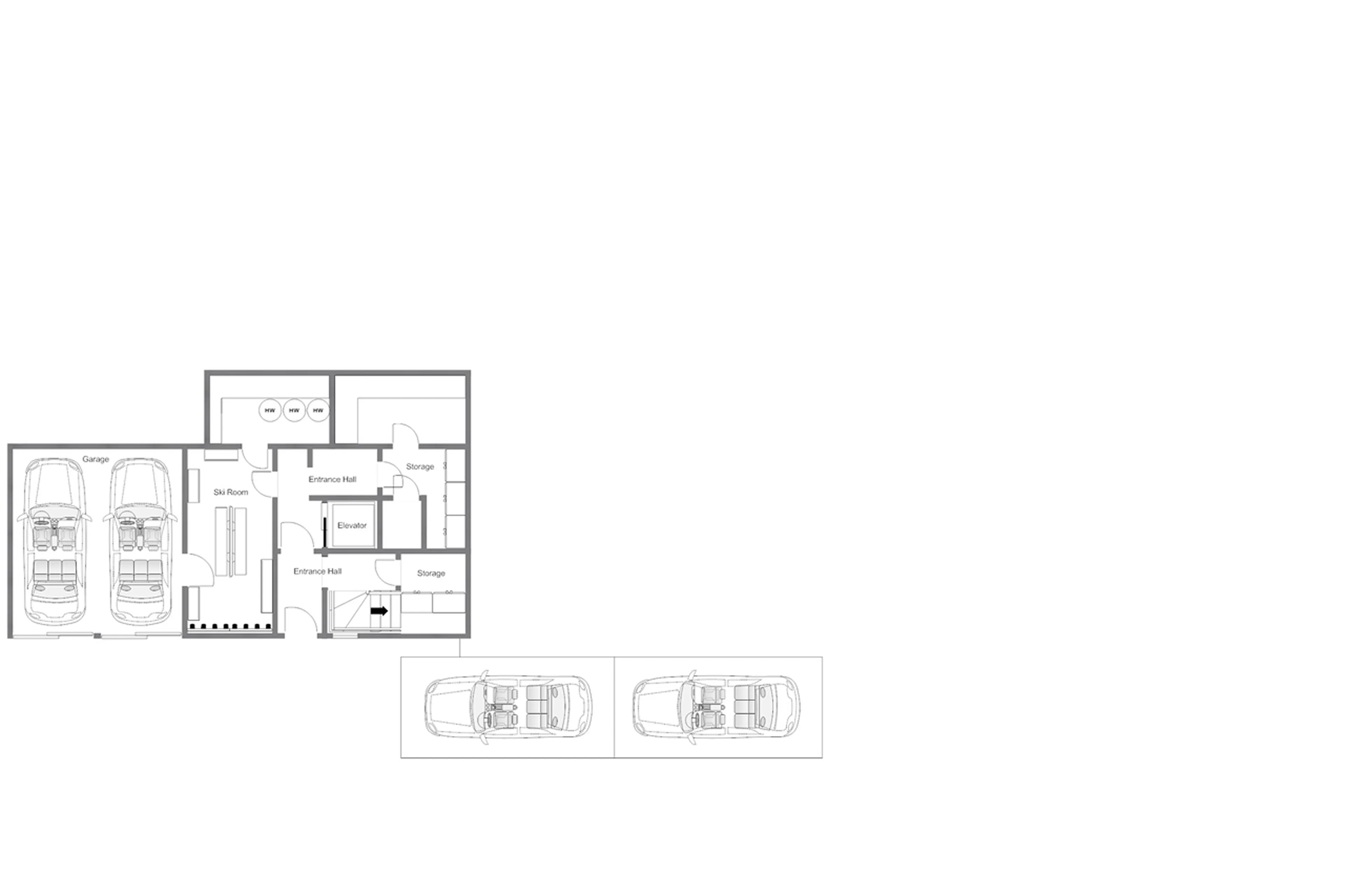Level 0 floor plan of Chalet Valentine in Meribel