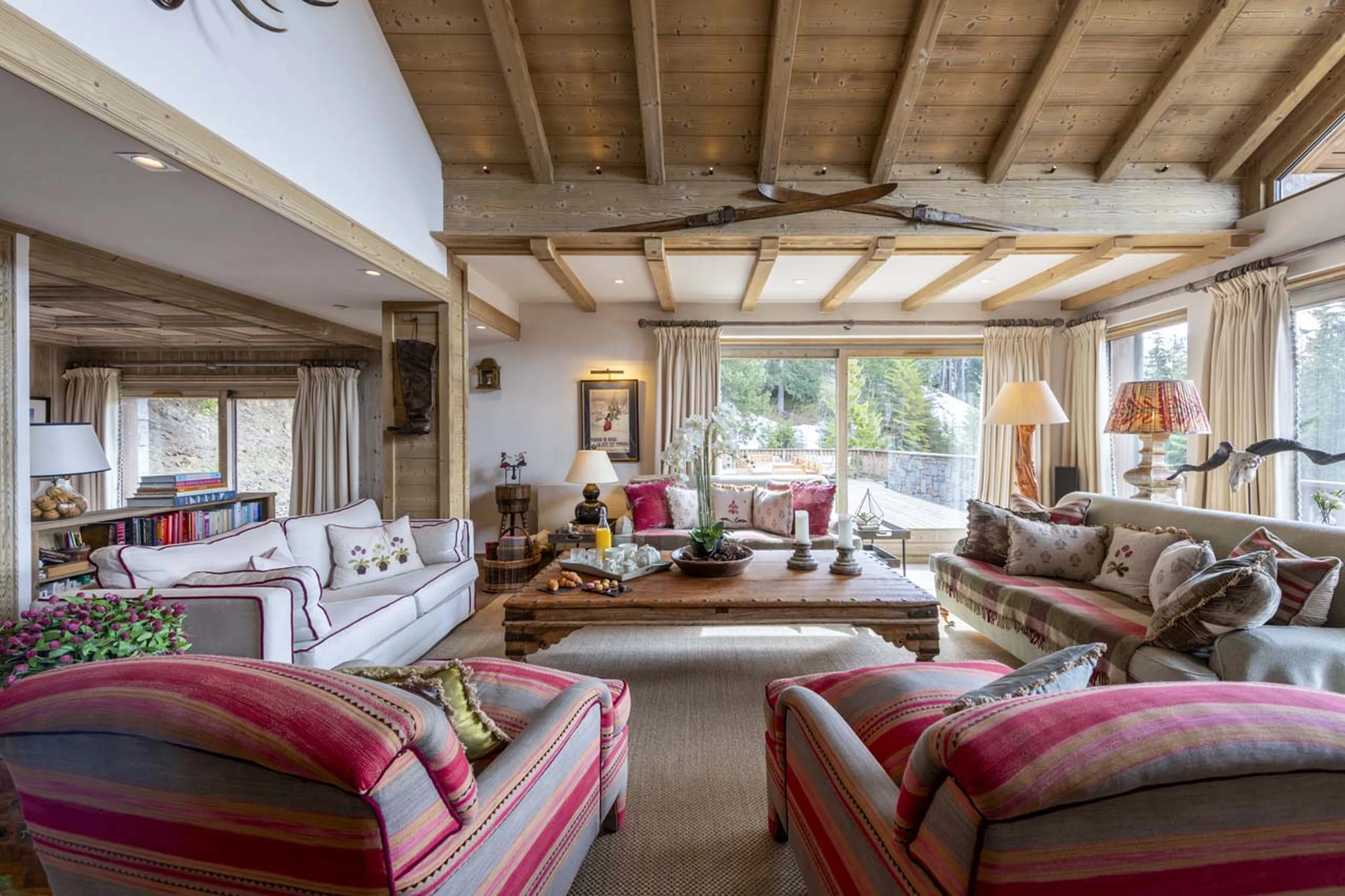 Spacious living room at Chalet Valentine in Meribel