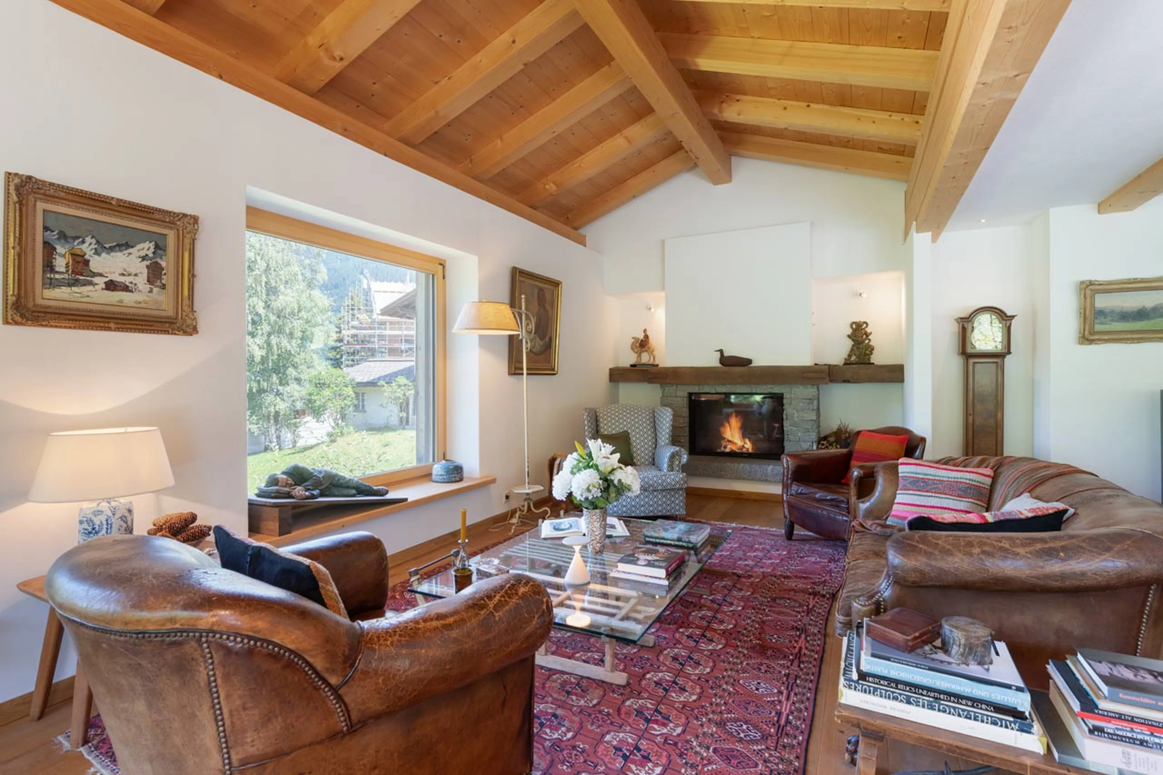 Fireplace at Chalet Verbena in Klosters