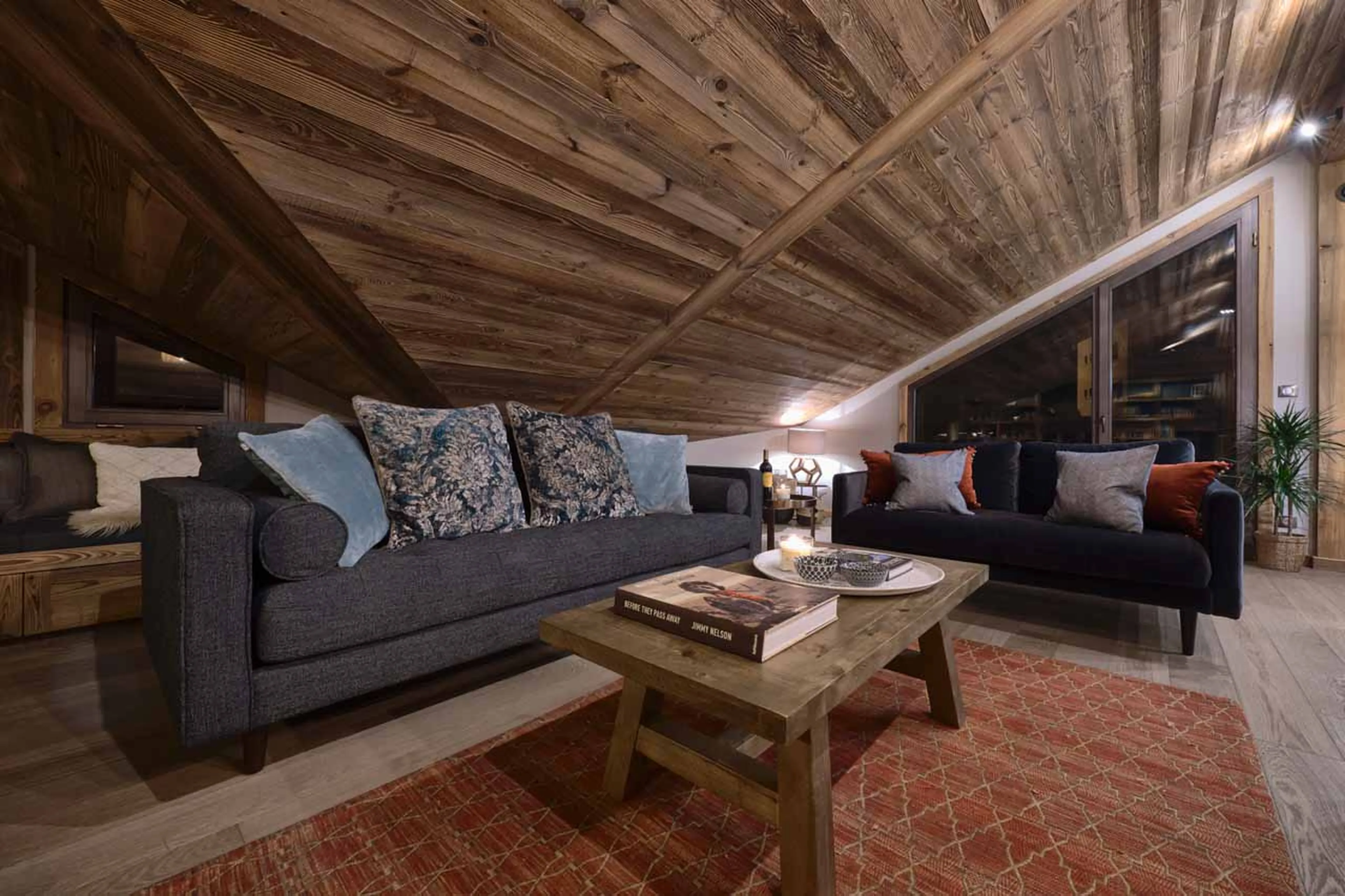 Sofas in living area of Chalet Vesper in Morzine