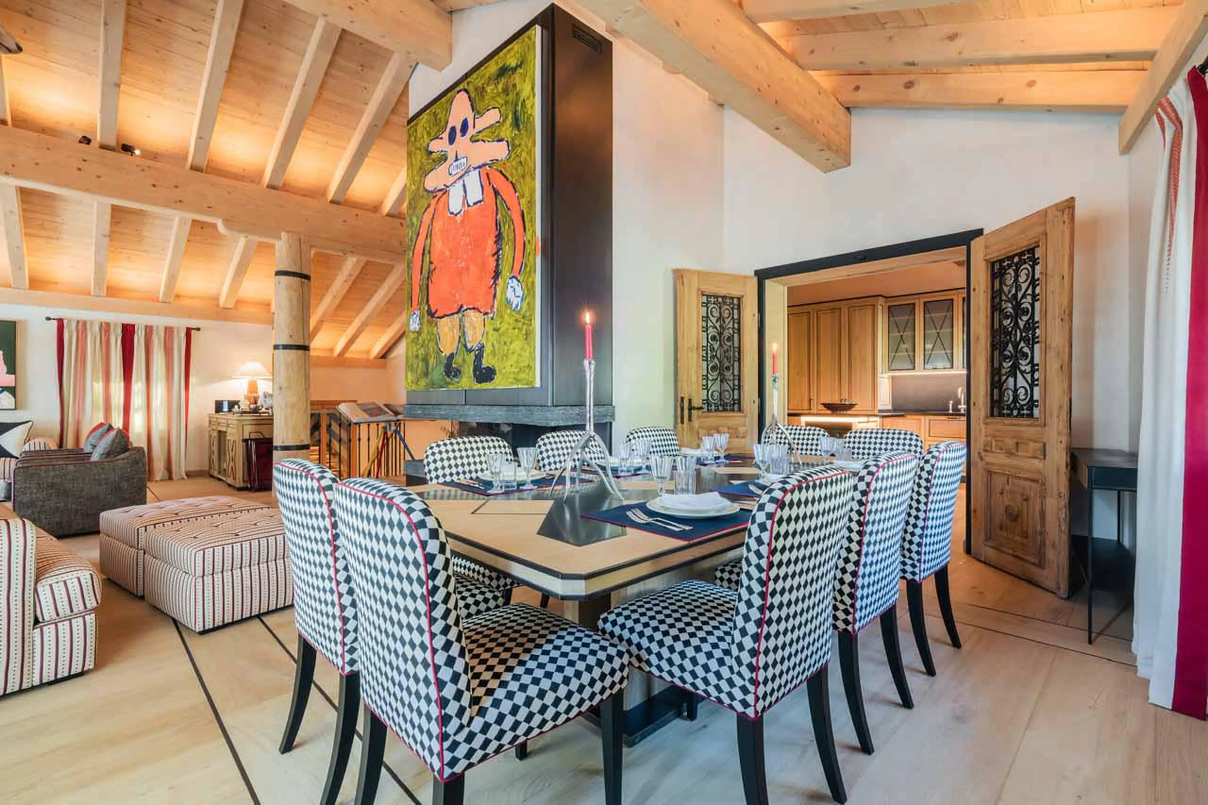 Dining area at Chalet Via Brattas in St Moritz