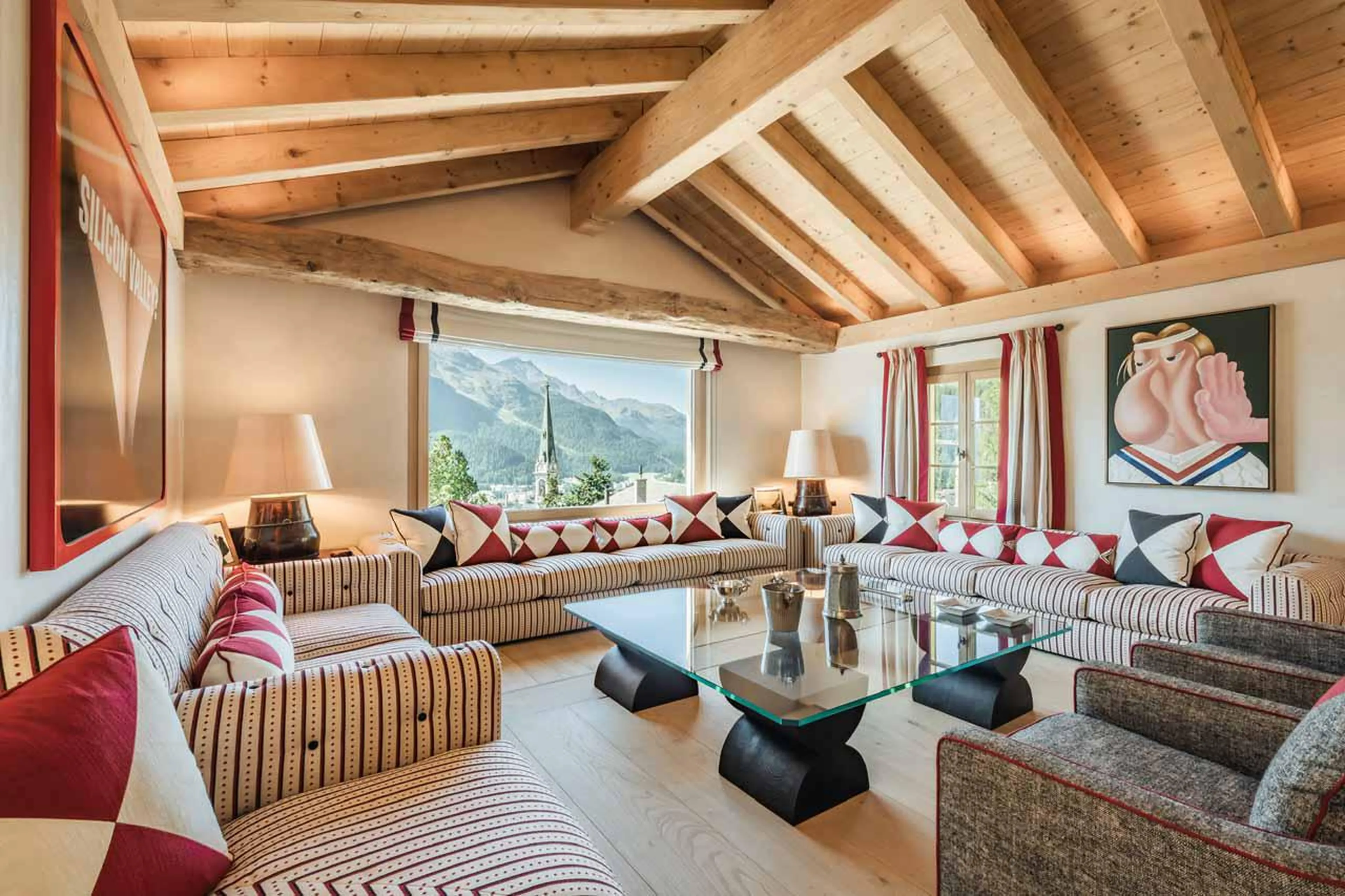 Living room at Chalet Via Brattas in St Moritz