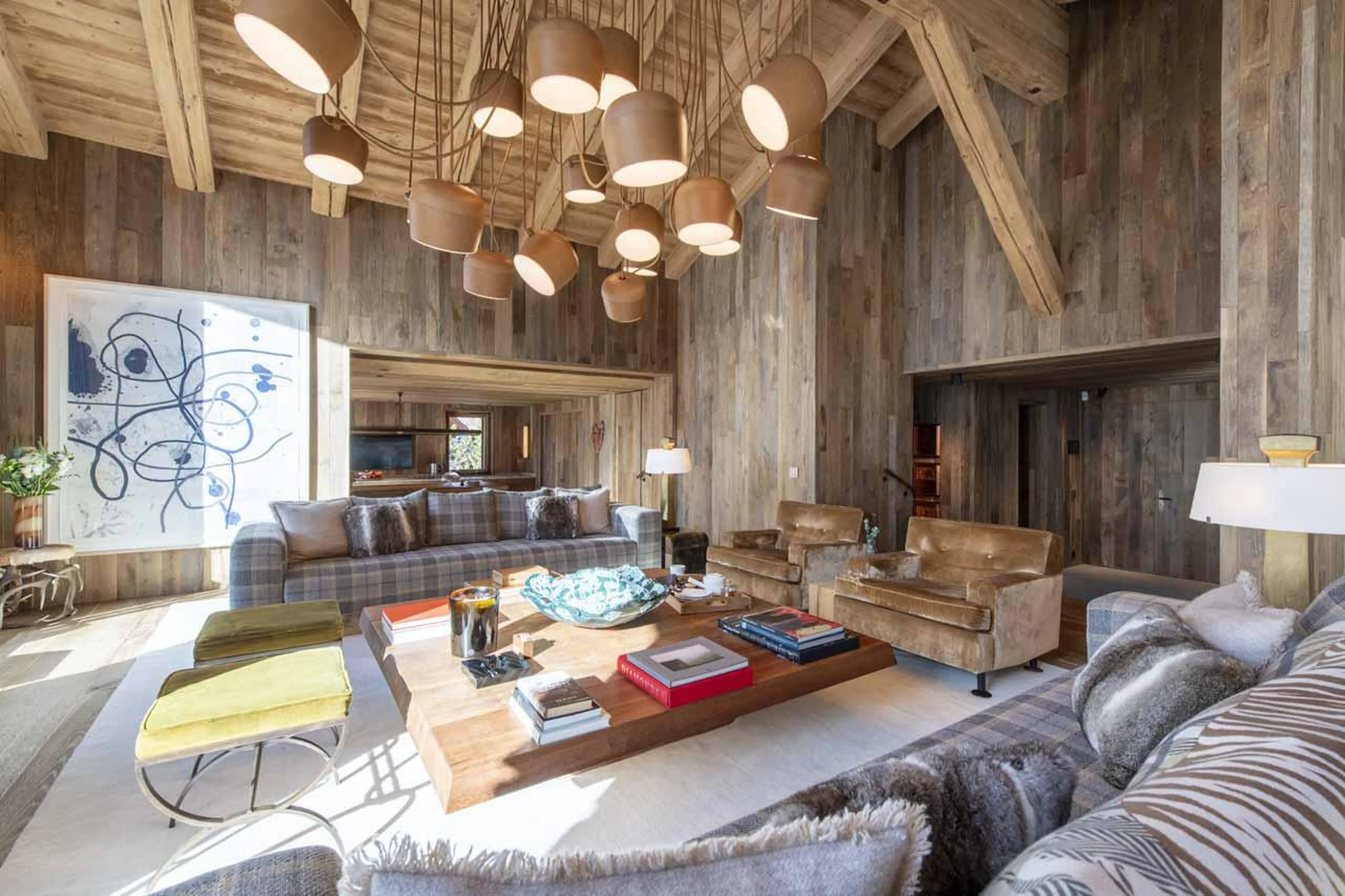 Sofa area with plentiful seating at Chalet Vicuna in Verbier