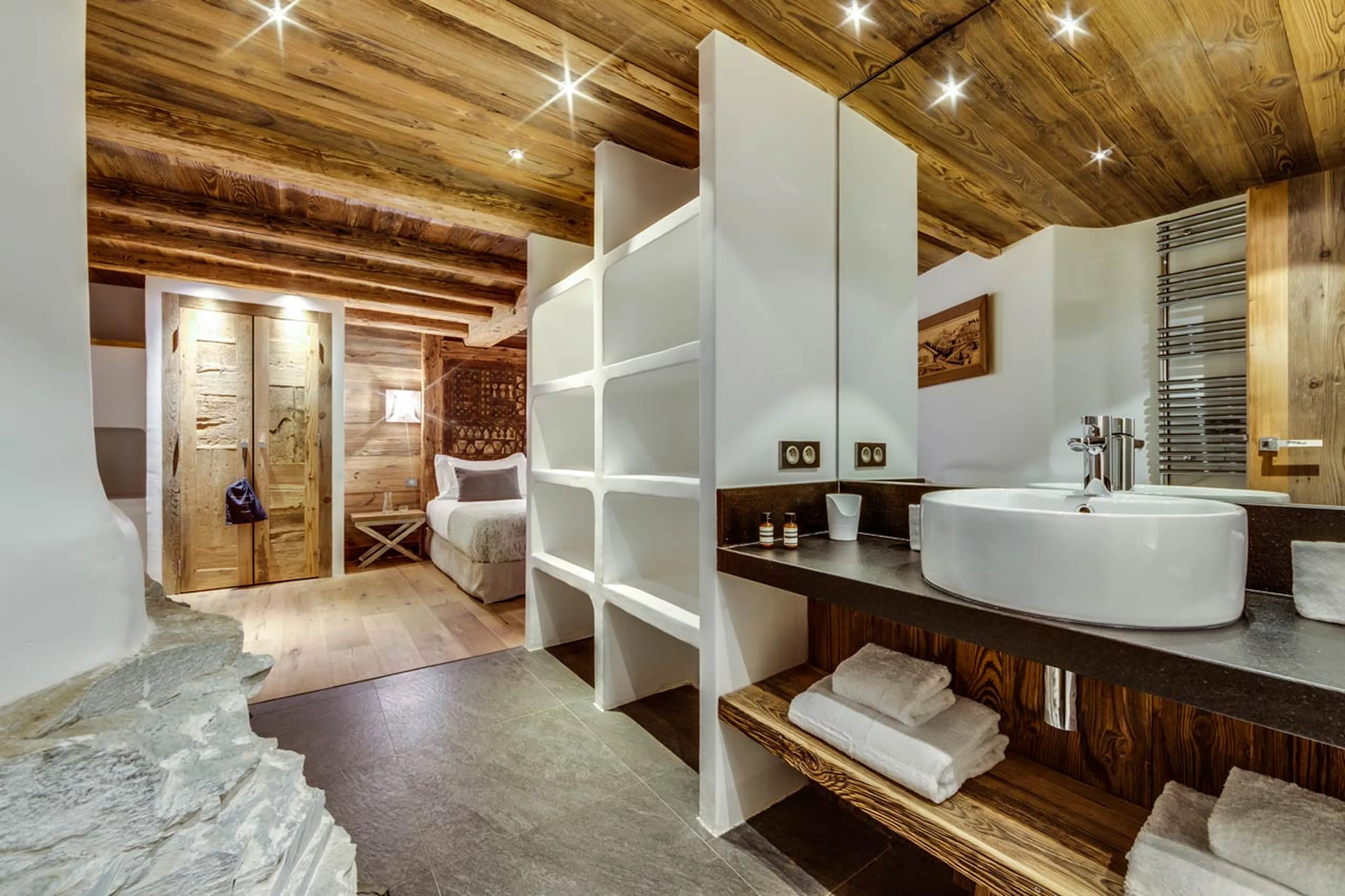 Dressing area and shower room at Chalet Vieux Pont in Val d'Isere