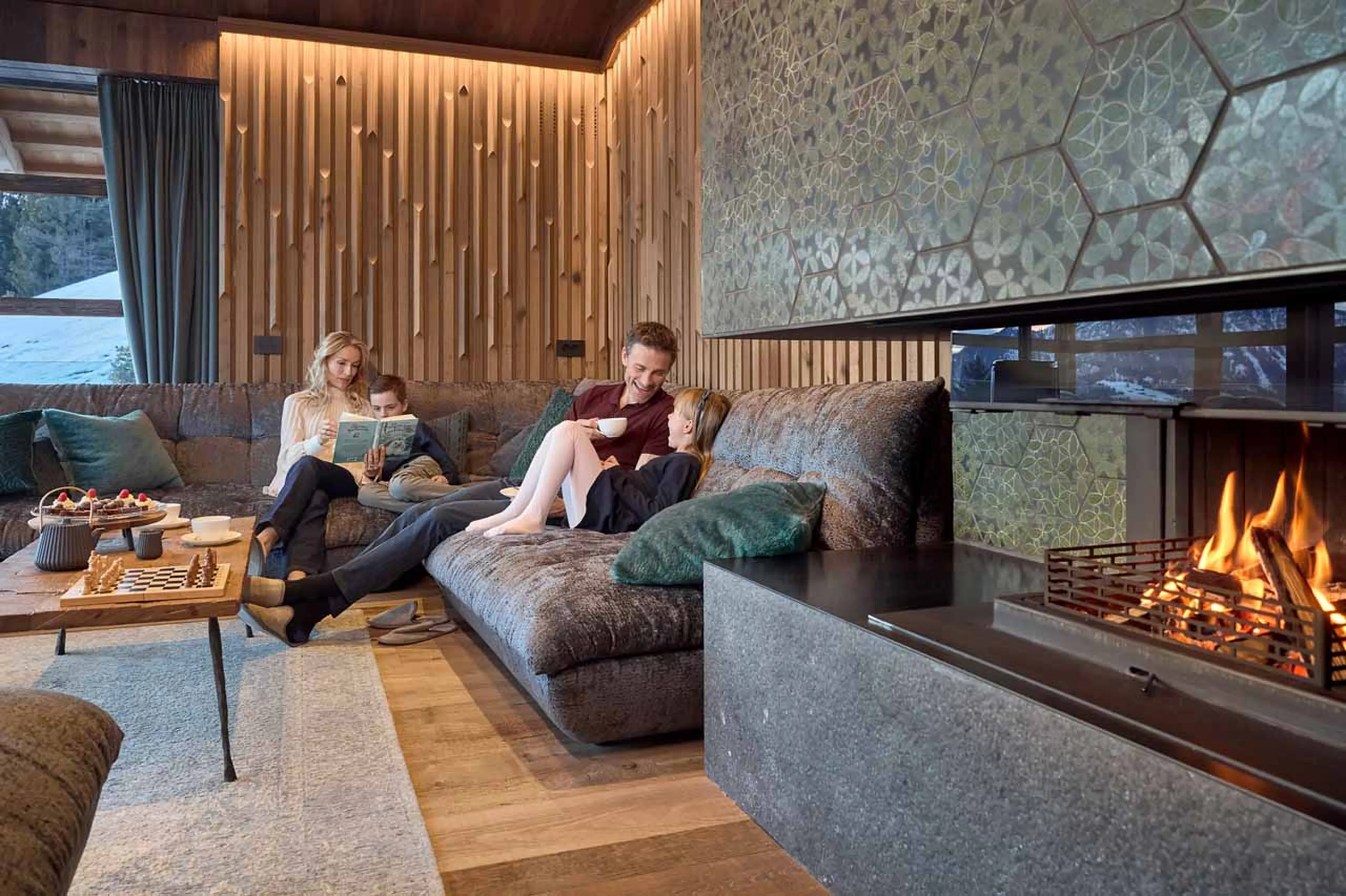 Fireplace at Chalet Vilaiet in Val Gardena