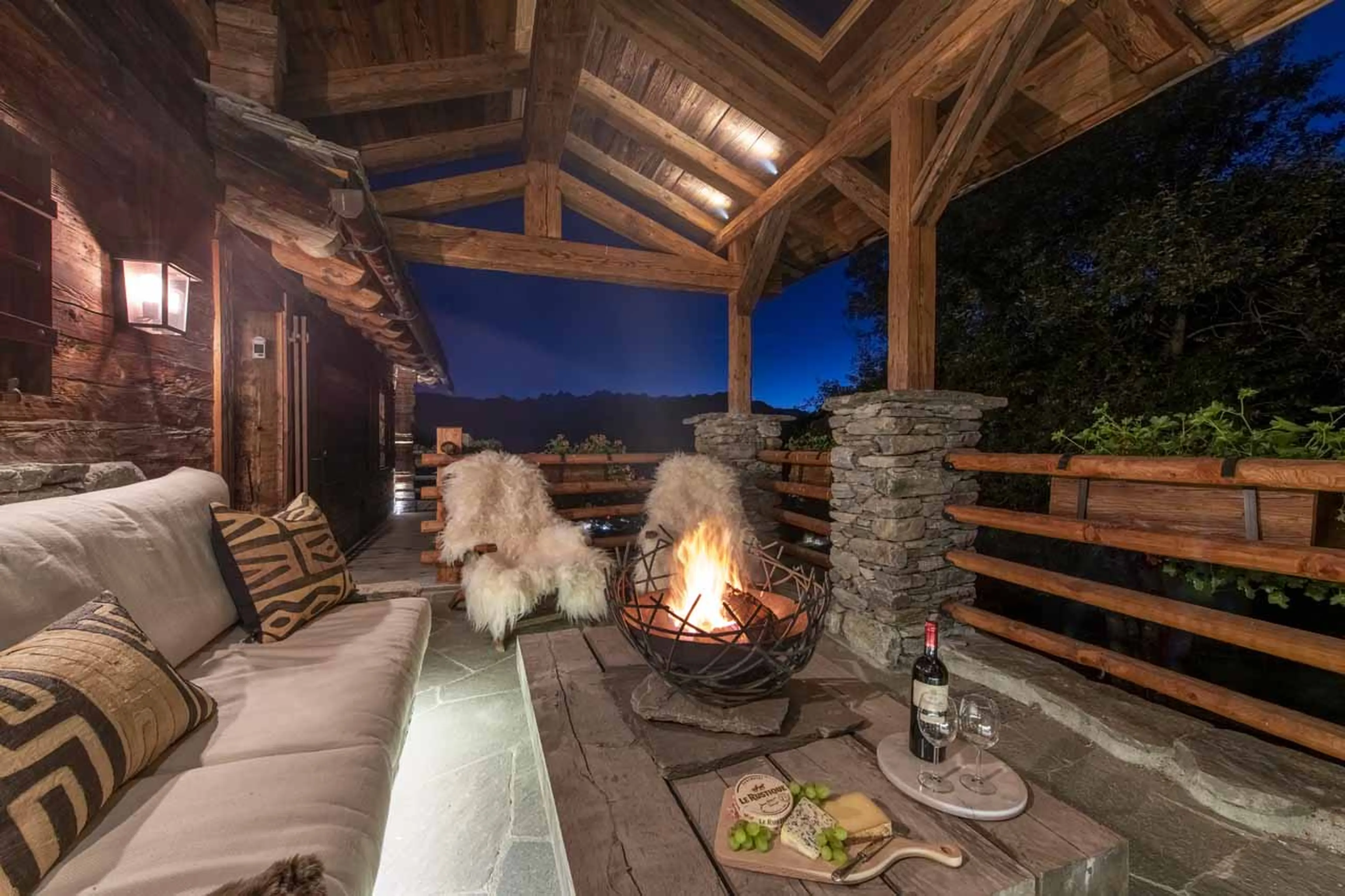 Firepit on terrace at Chalet Virmadisa in Verbier