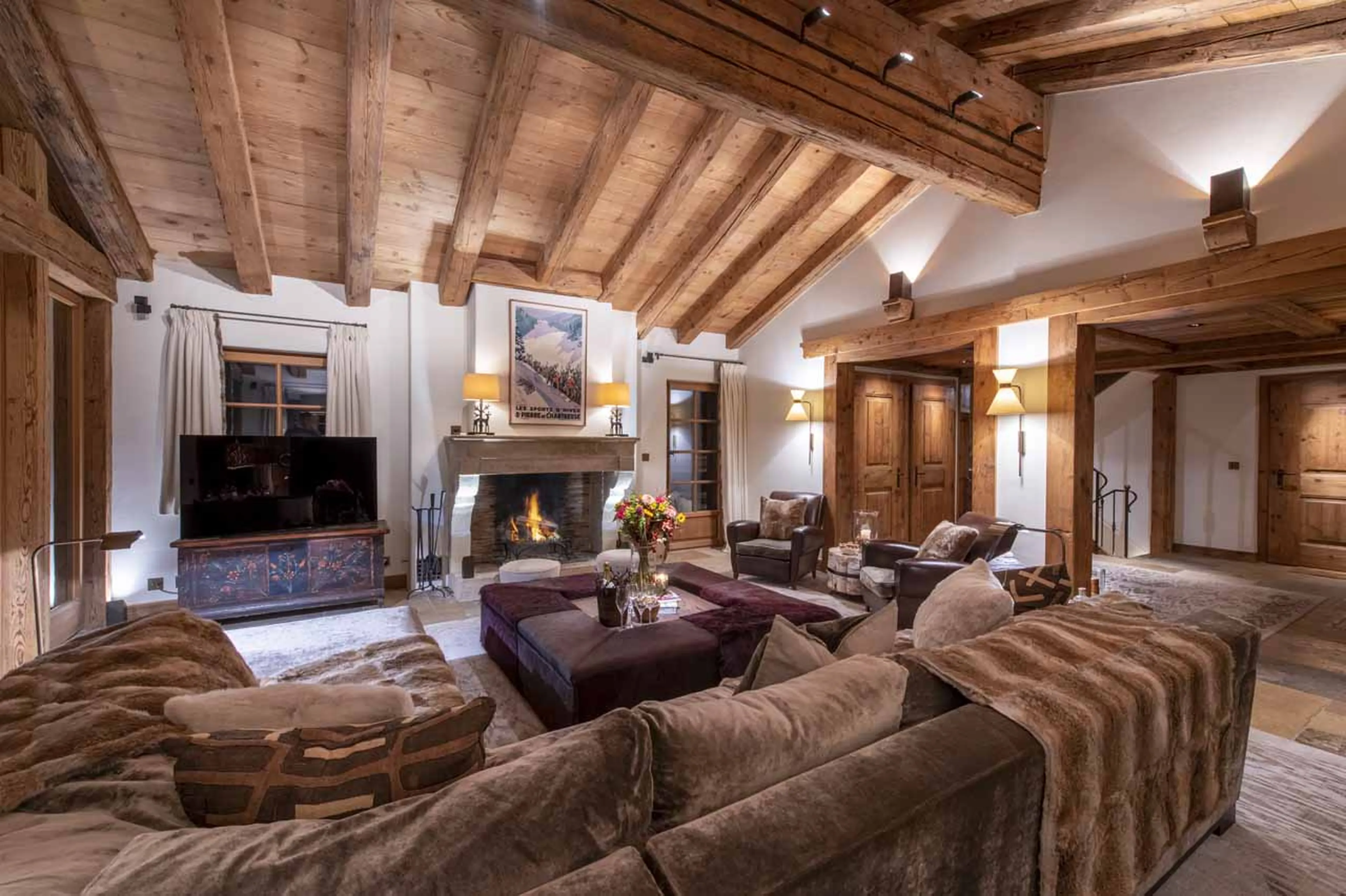 Living room seating at Chalet Virmadisa in Verbier