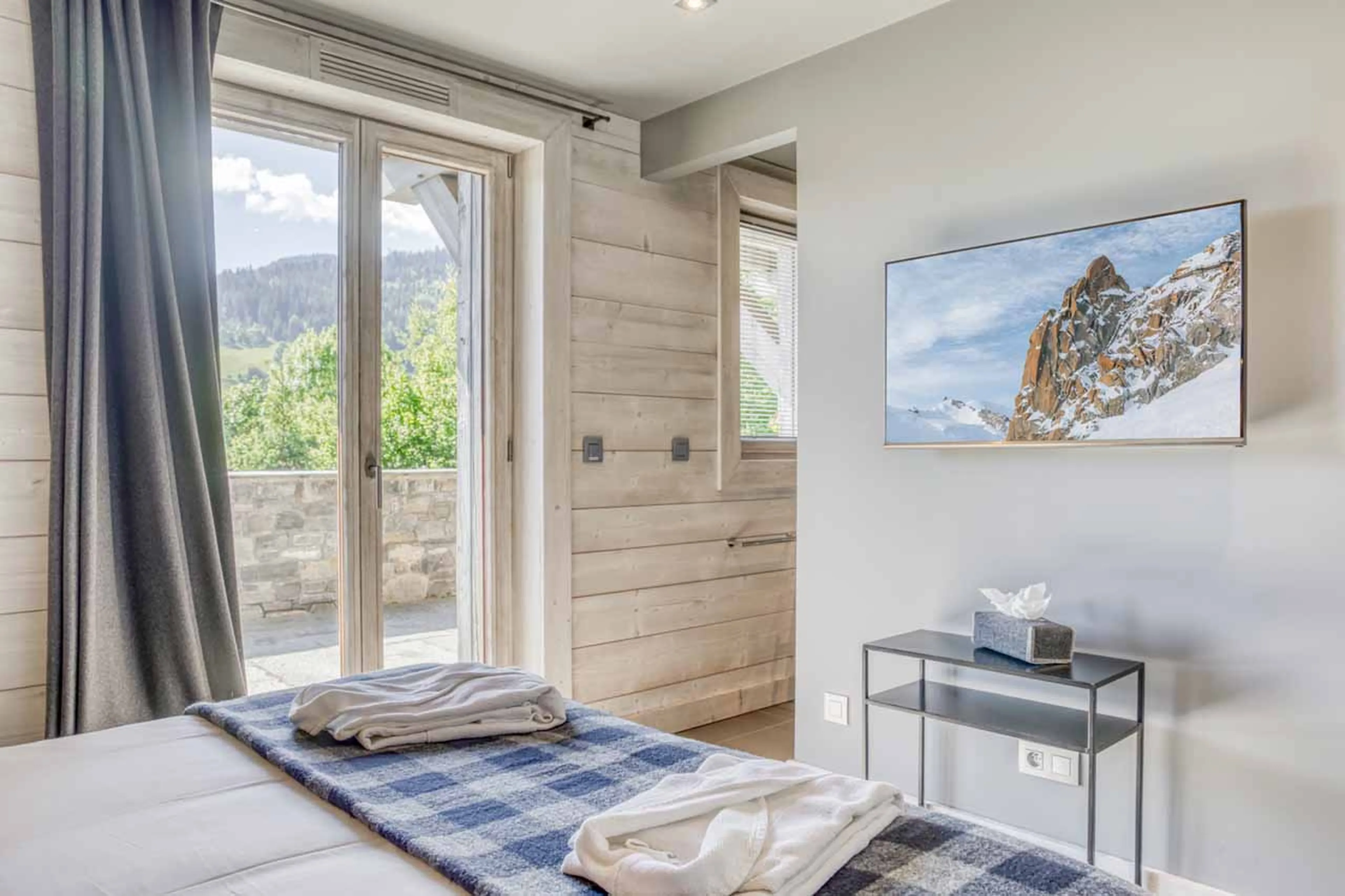 Bedroom 1 terrace access at Chalet White in Megeve