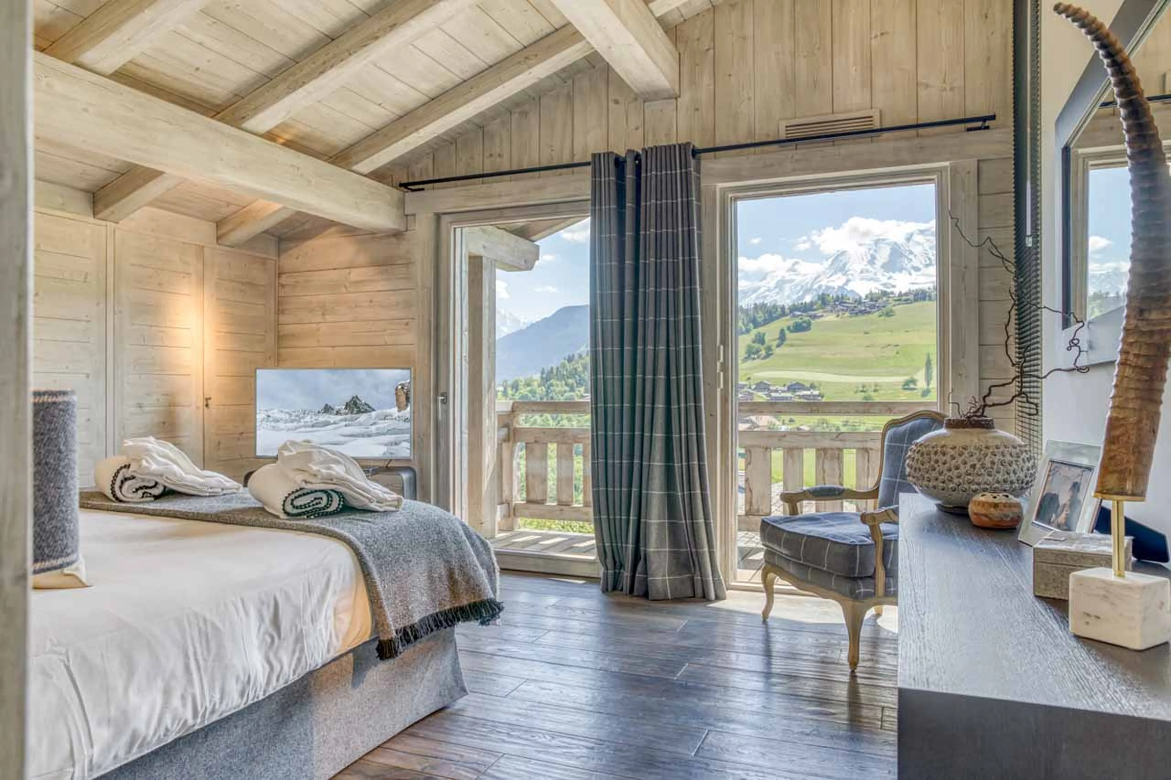 Bedroom 5 balcony at Chalet White in Megeve