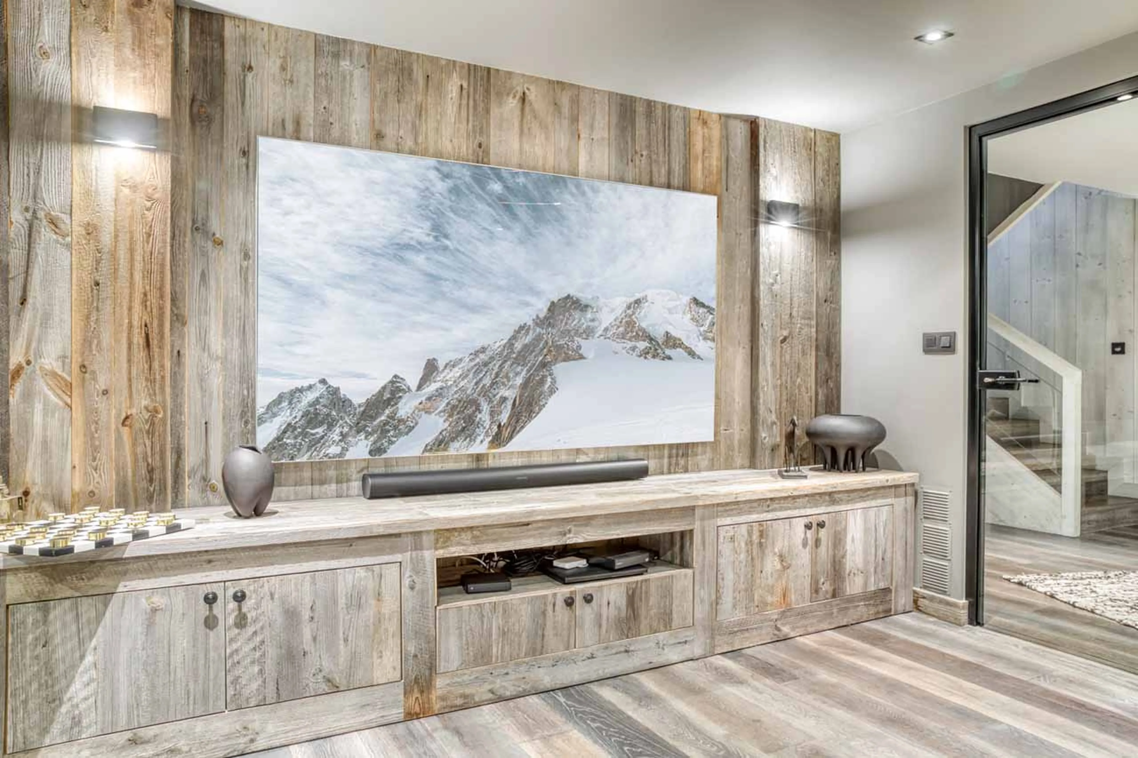 TV room at Chalet White in Megeve
