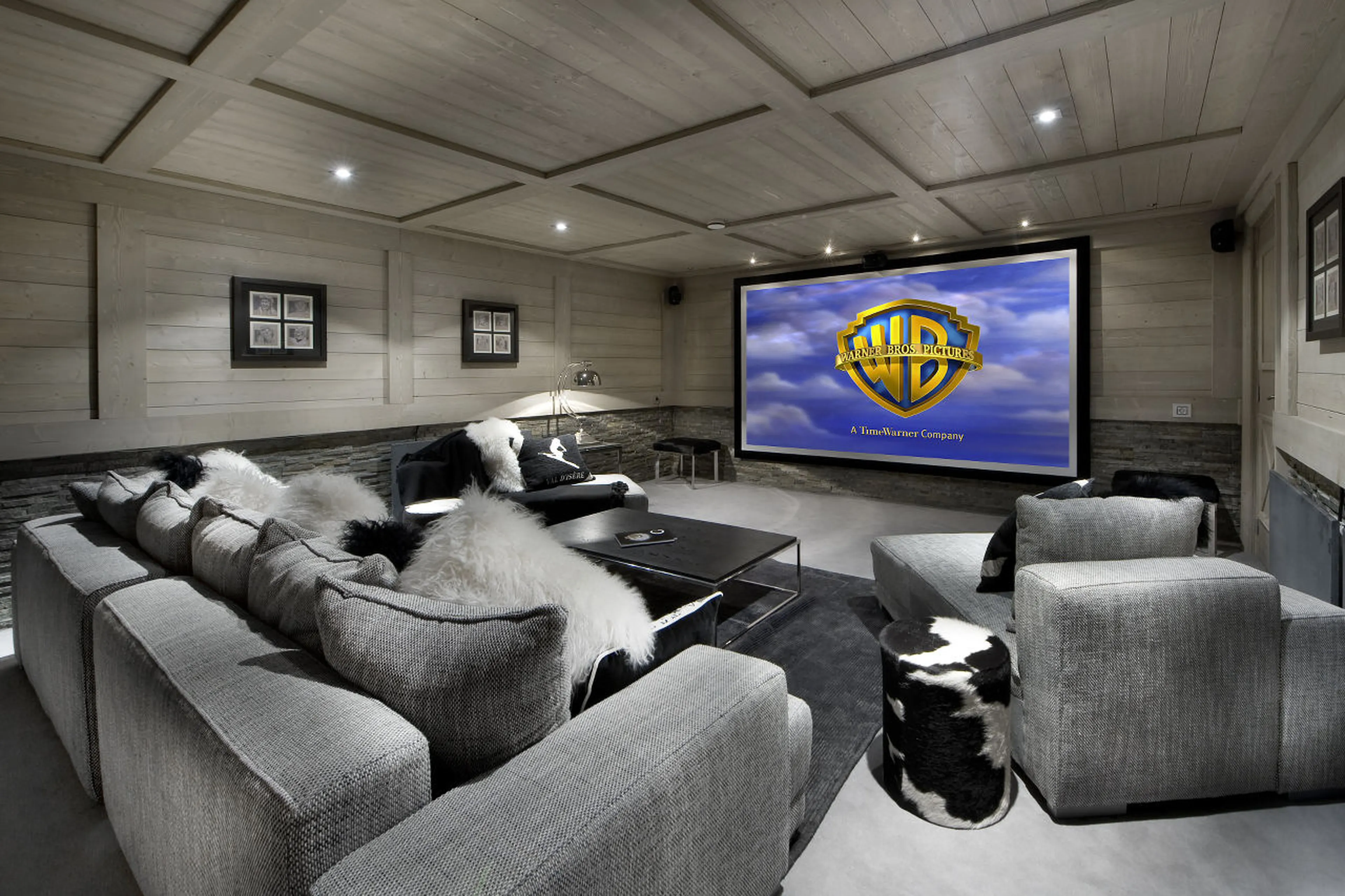 Cinema room on lower ground floor of Chalet White Pearl in Val d’Isere