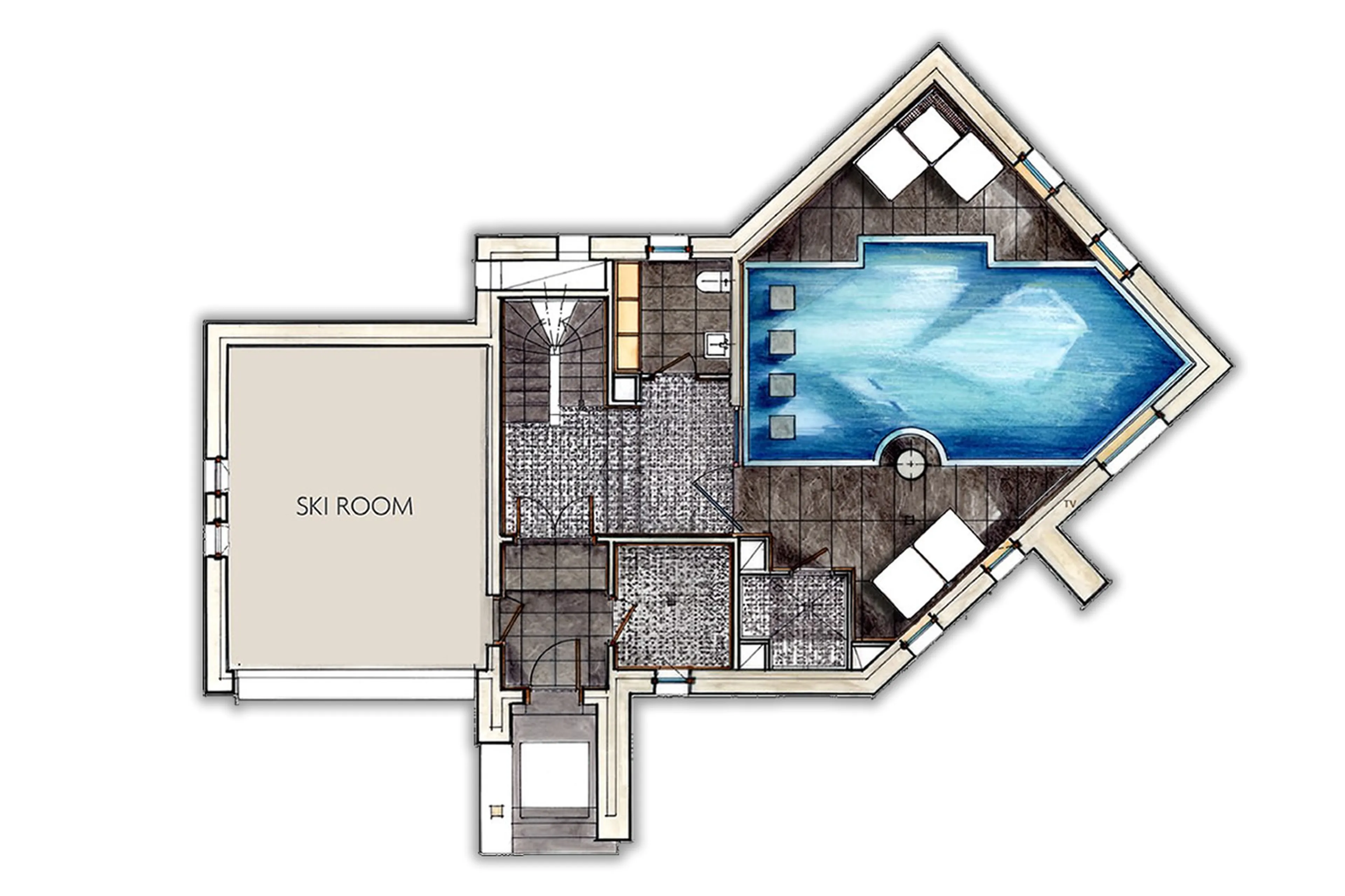 Level 0 floor plan of Chalet White Pearl in Val d’Isere