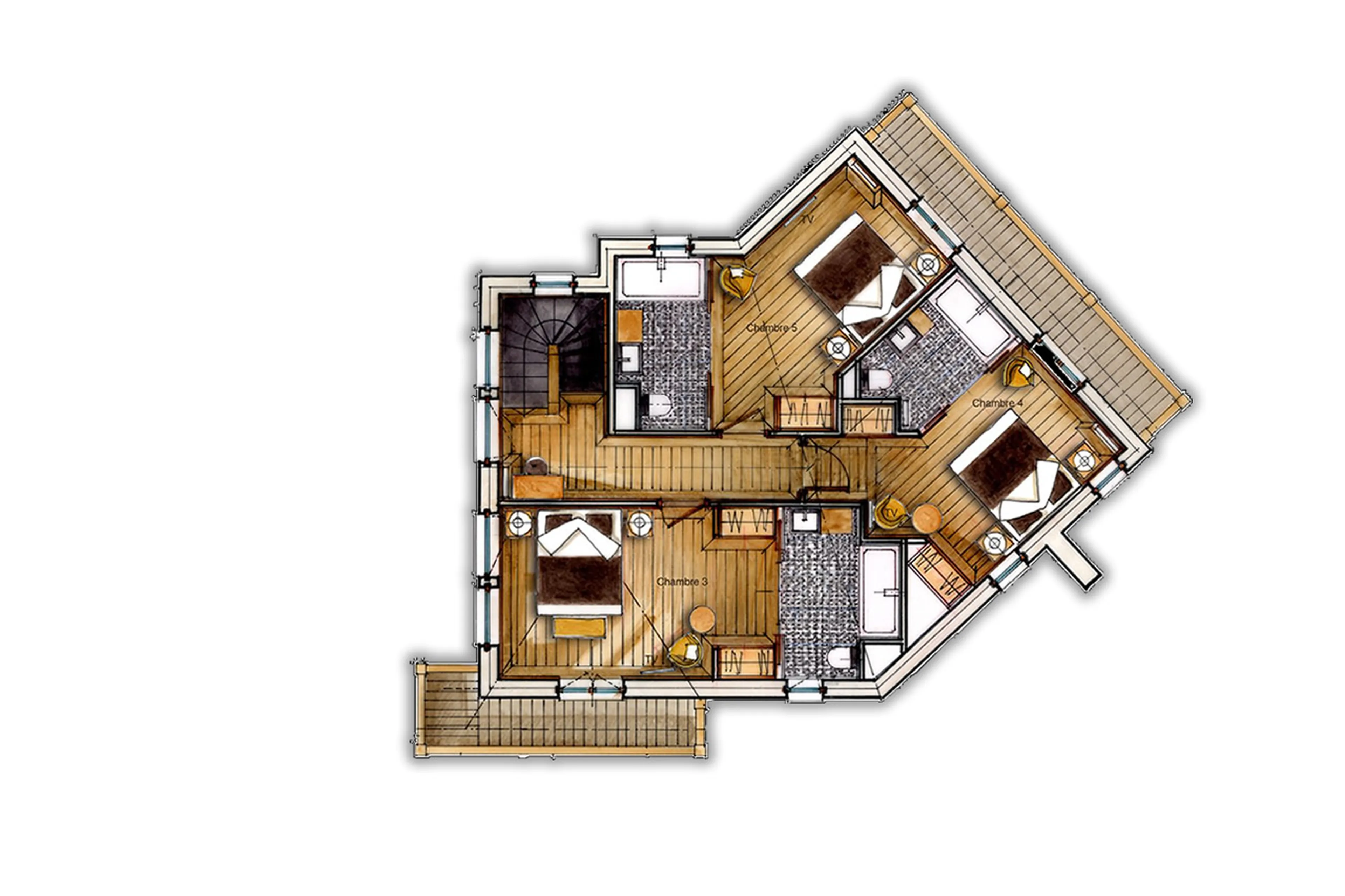 Level 2 floor plan of Chalet White Pearl in Val d’Isere