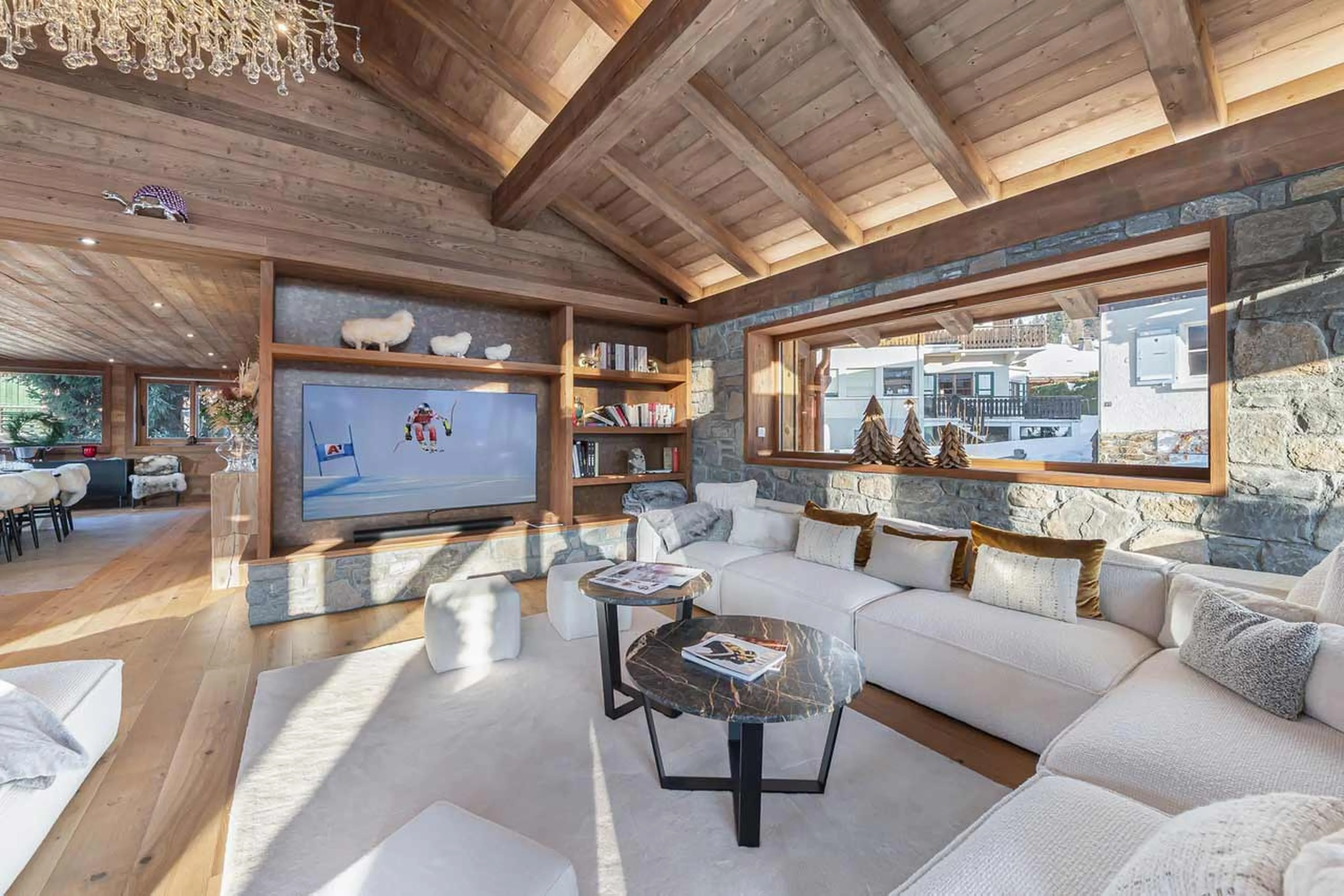 Seating in living area at Chalet Whymper in Megeve