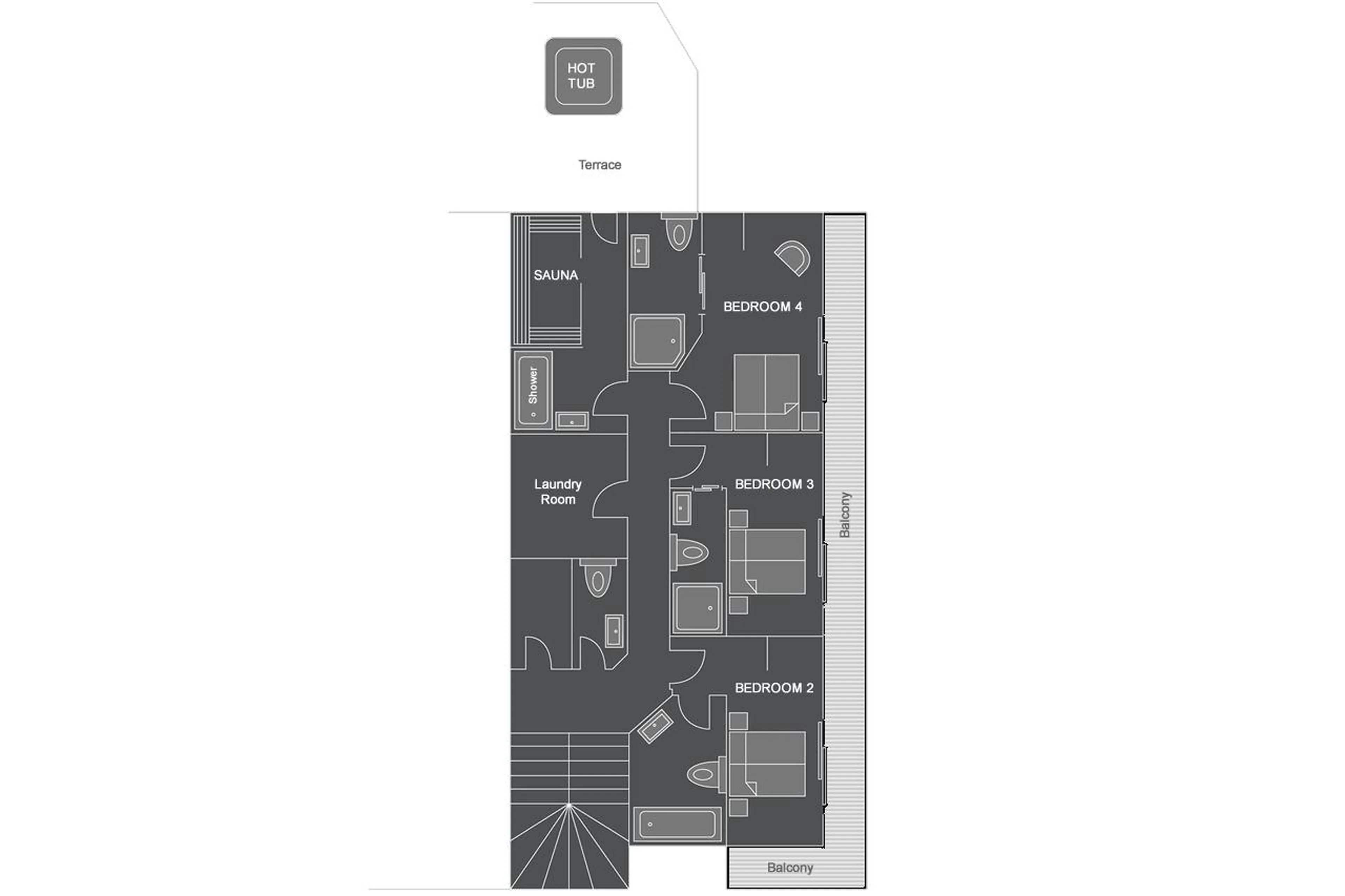Level 2 floor plans of Chalet Xanadu in Morzine