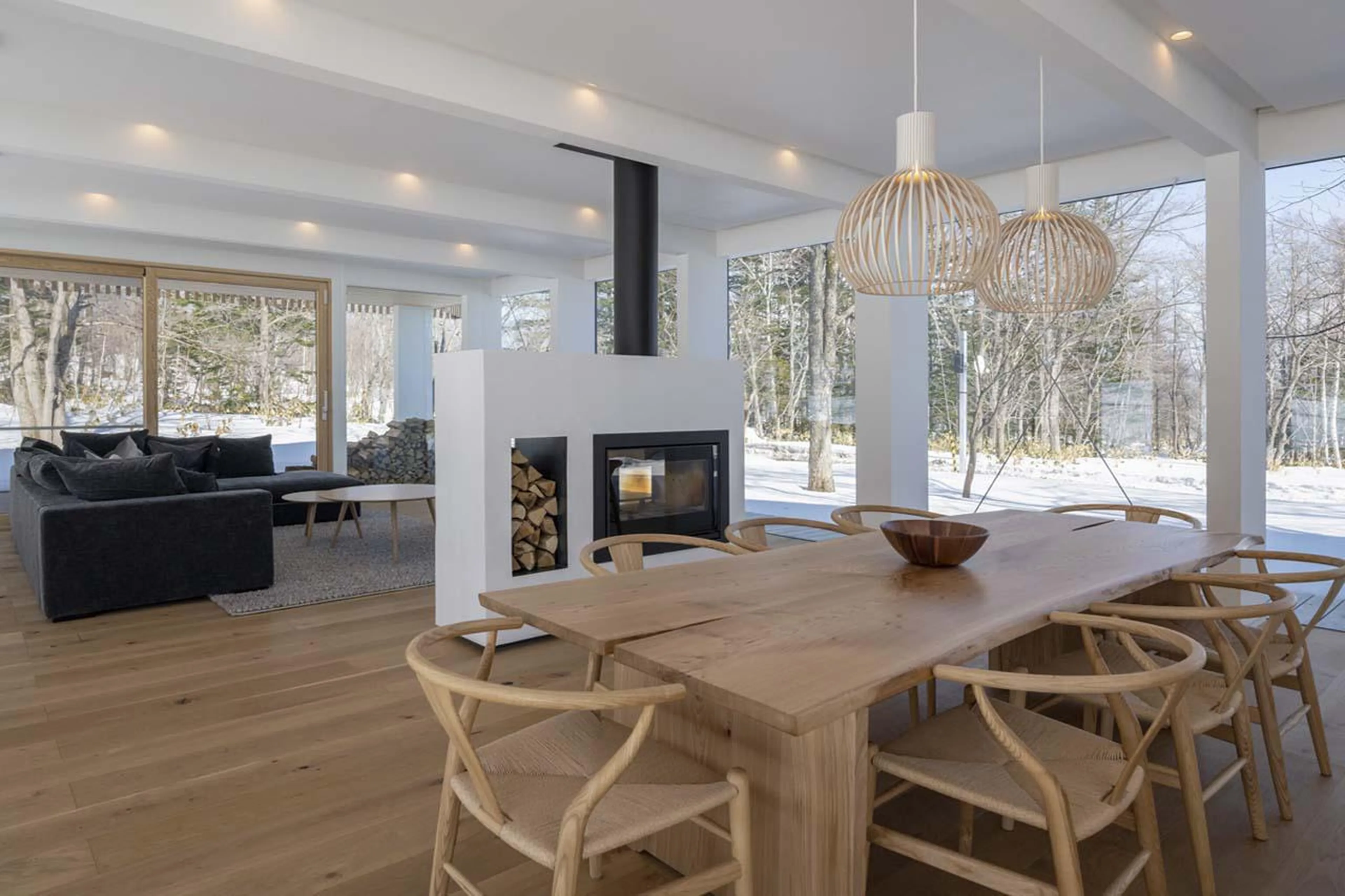 Open-plan living space at Chalet Yukihyo in Niseko