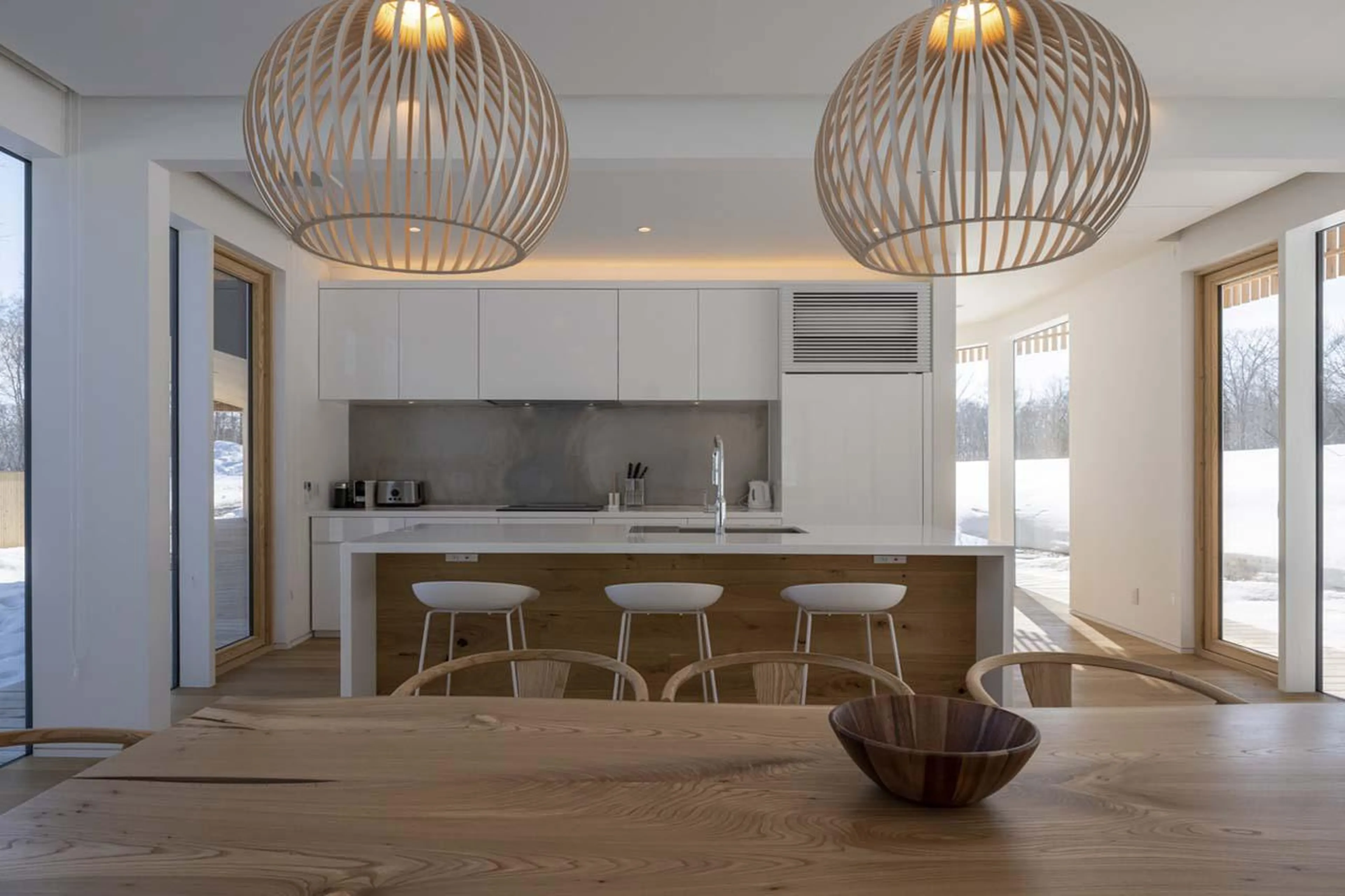 Kitchen and island at Chalet Yukihyo in Niseko