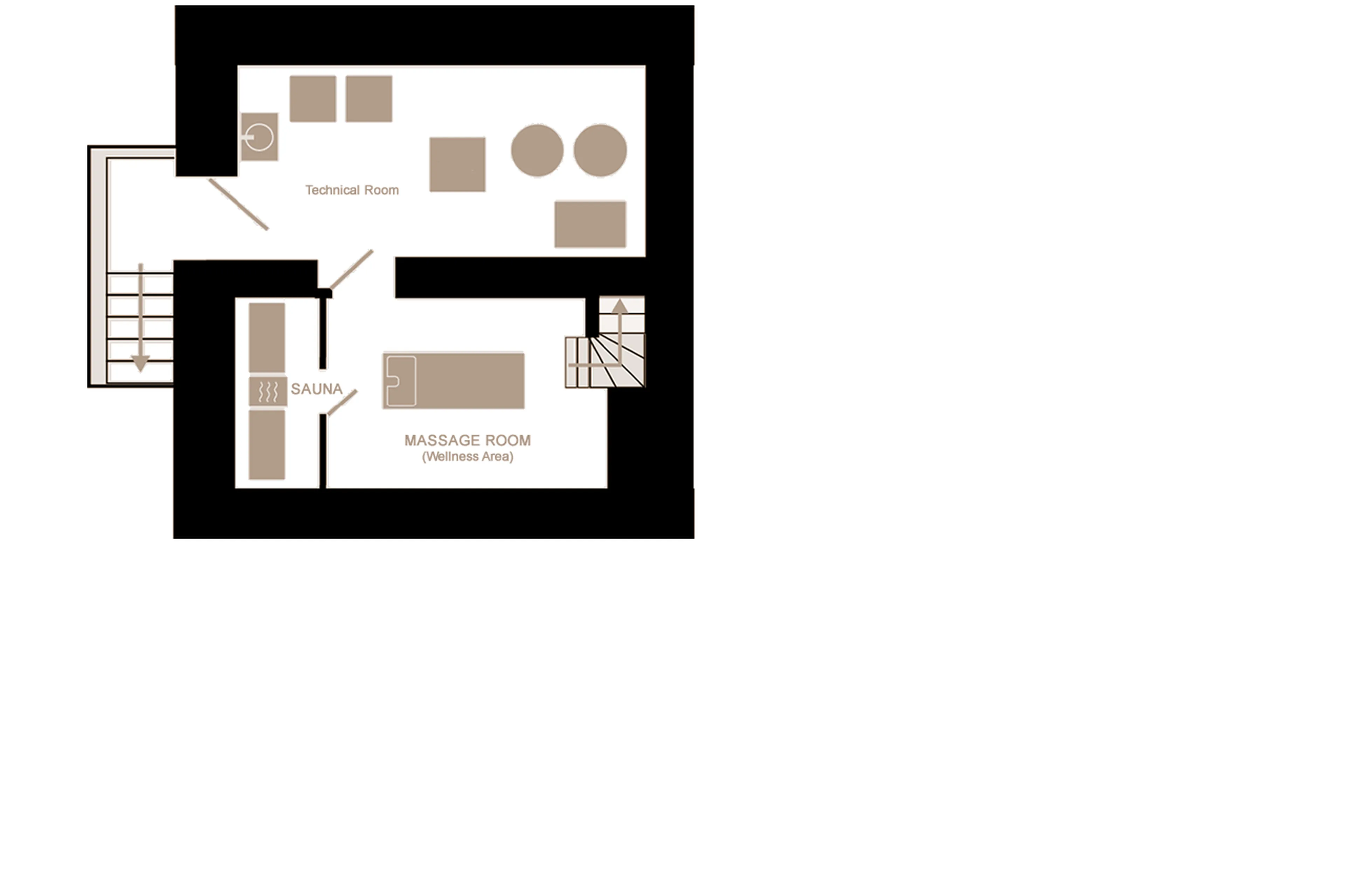Level -1 floor plan of Chalet Zanskar in St Martin de Belleville