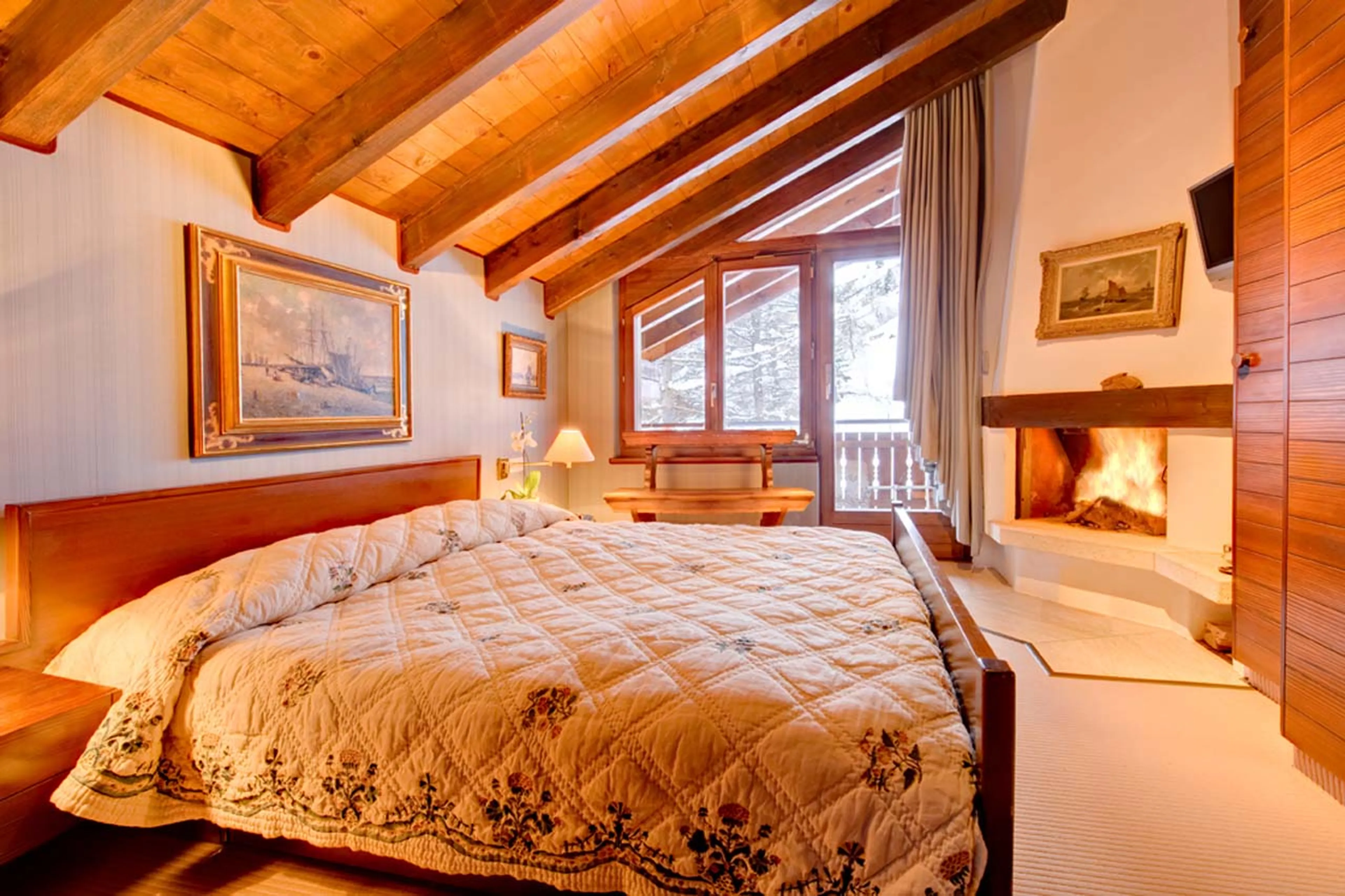 Bedroom one at Chalet Zen in Zermatt