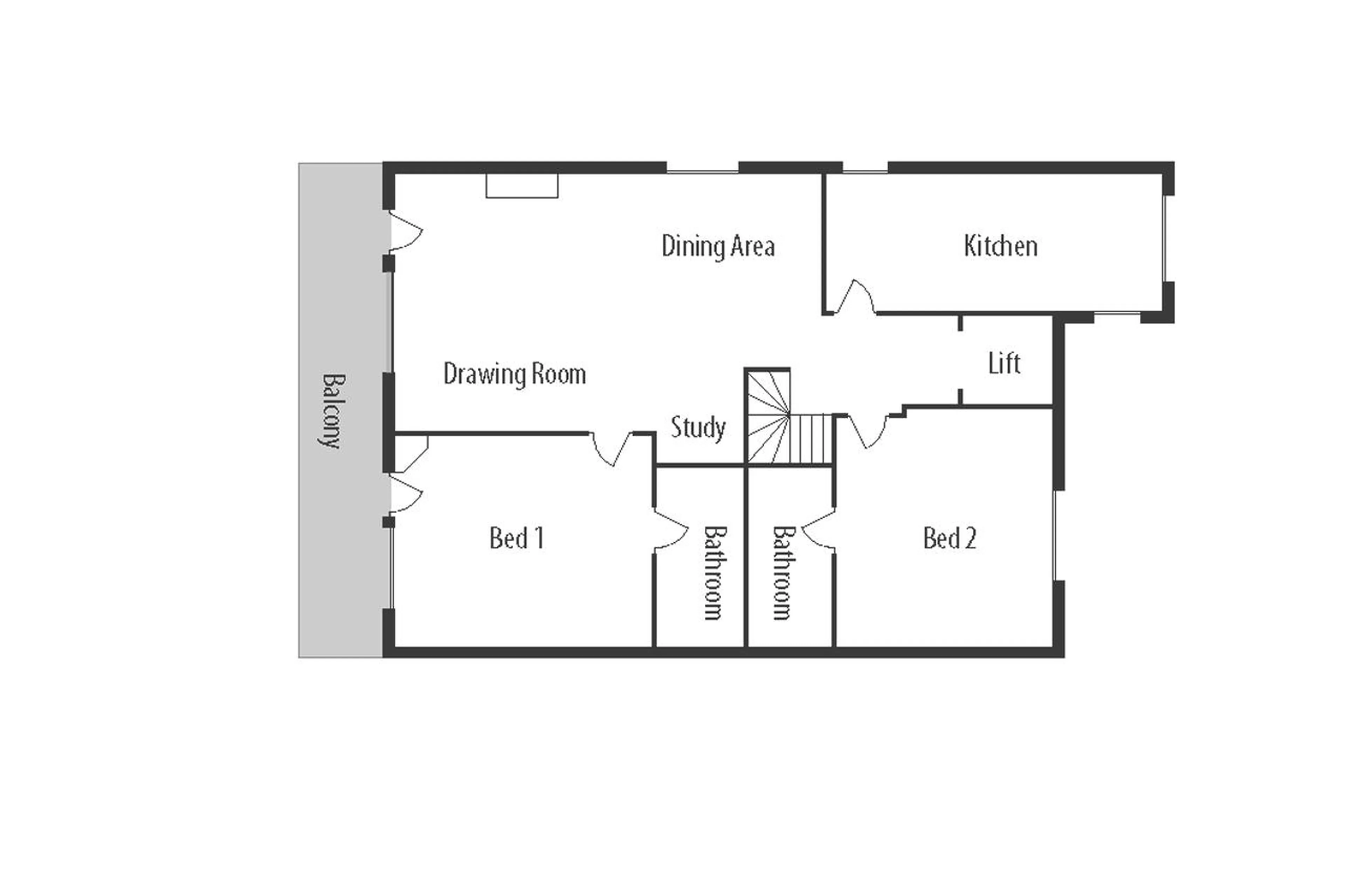 Level 2 floor plan of Chalet Zen in Zermatt
