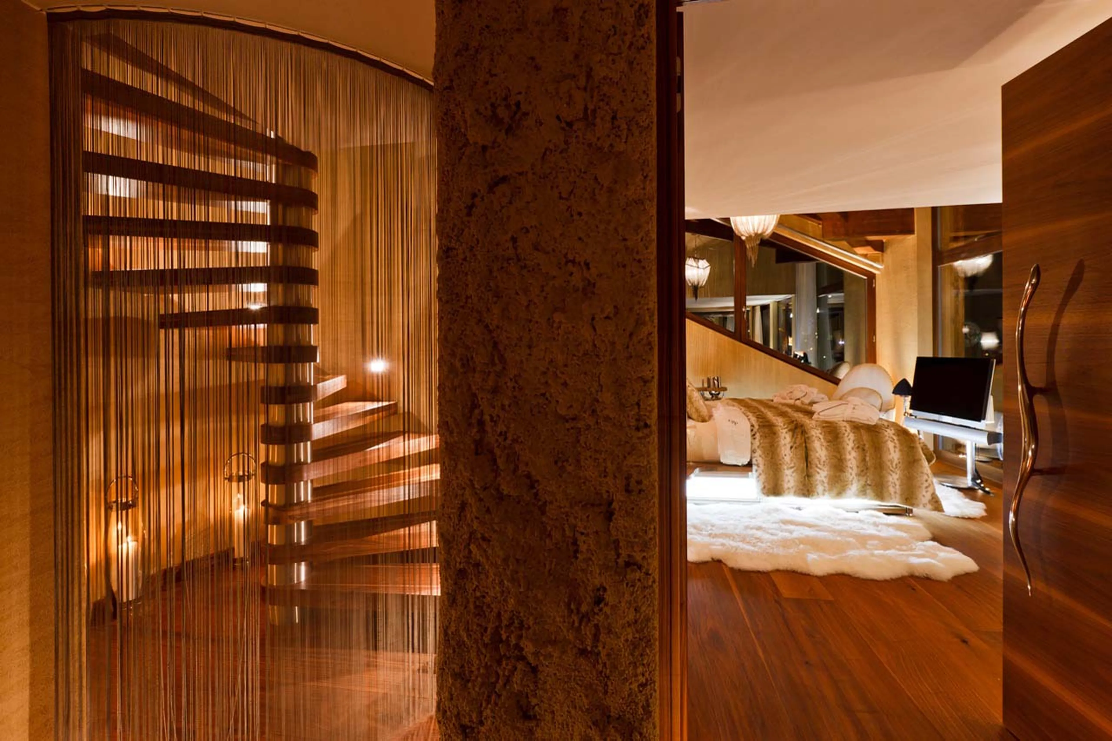 Staircase from master bedroom in Chalet Zermatt Peak in Zermatt
