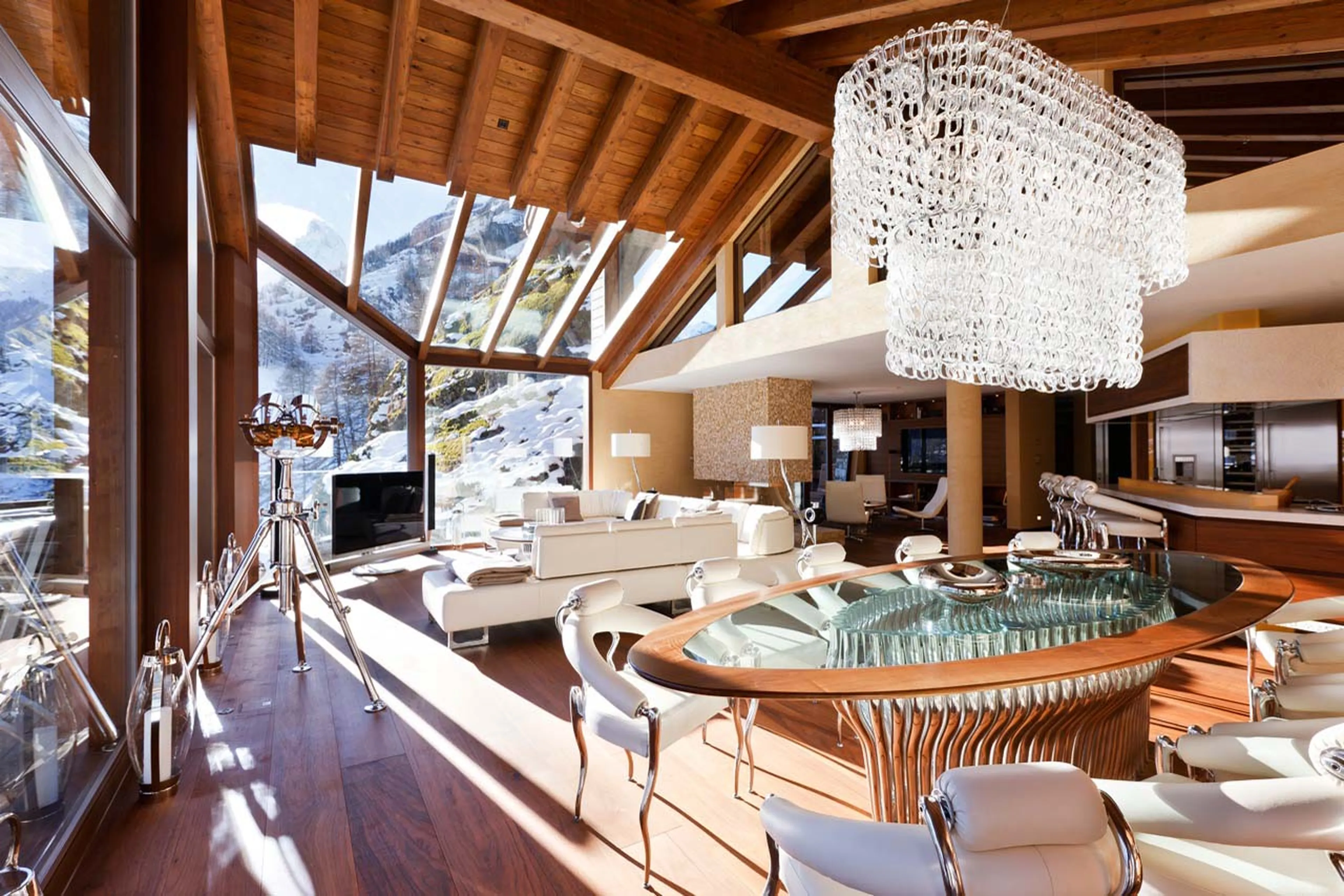 Open plan living area of Chalet Zermatt Peak in Zermatt