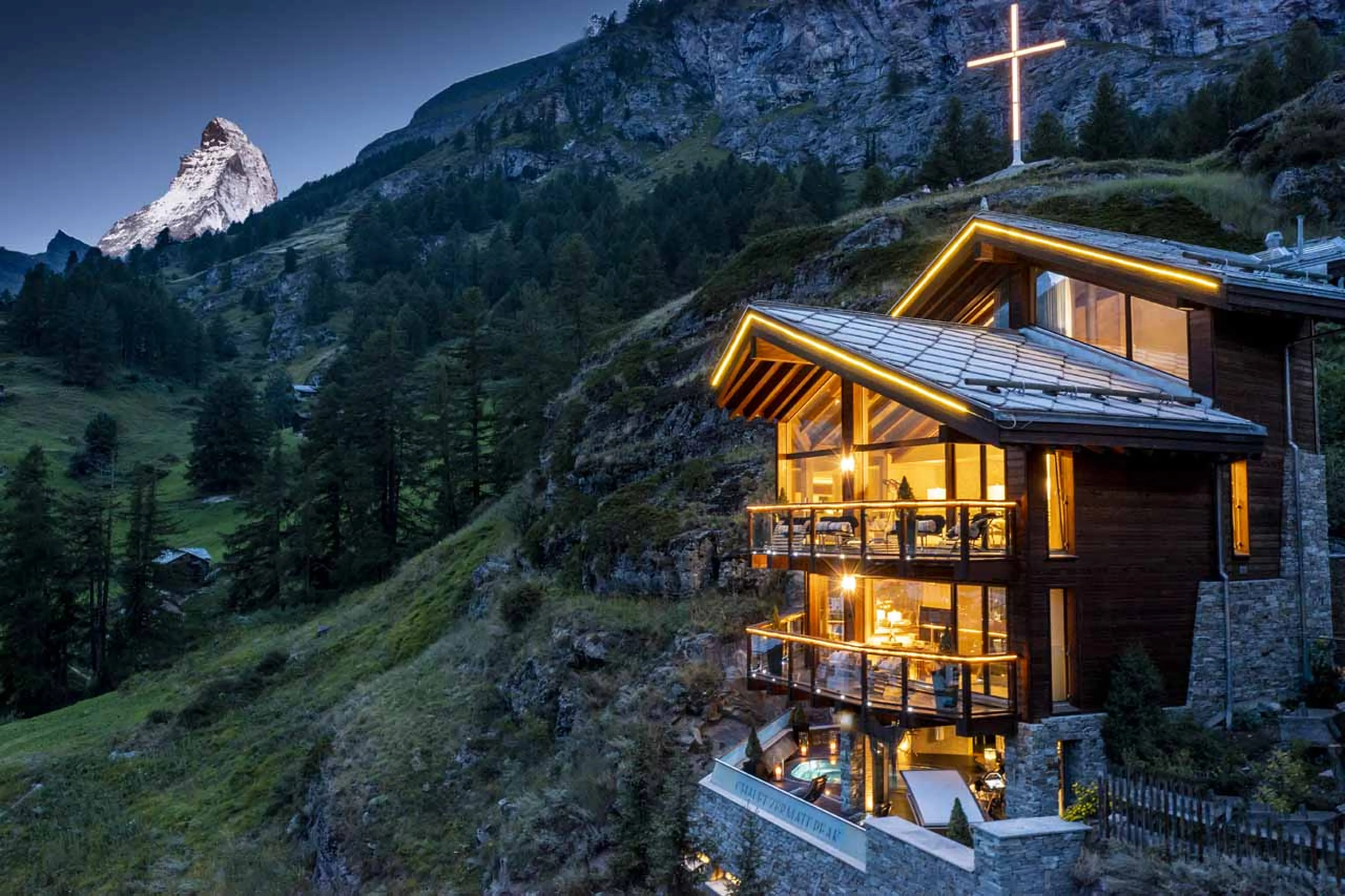 Exterior of Chalet Zermatt Peak in Zermatt in summer