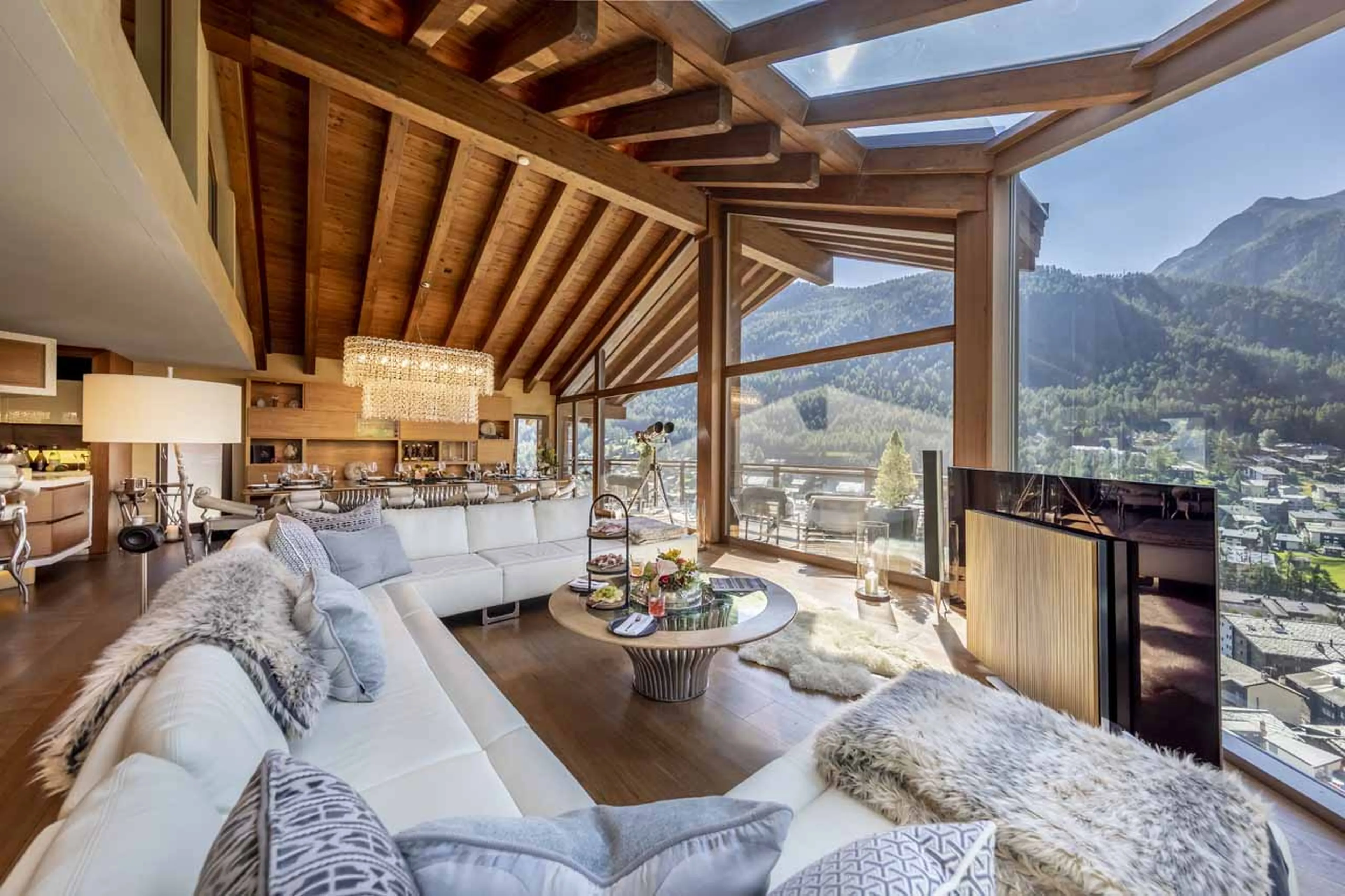 Living room at Chalet Zermatt Peak in summer