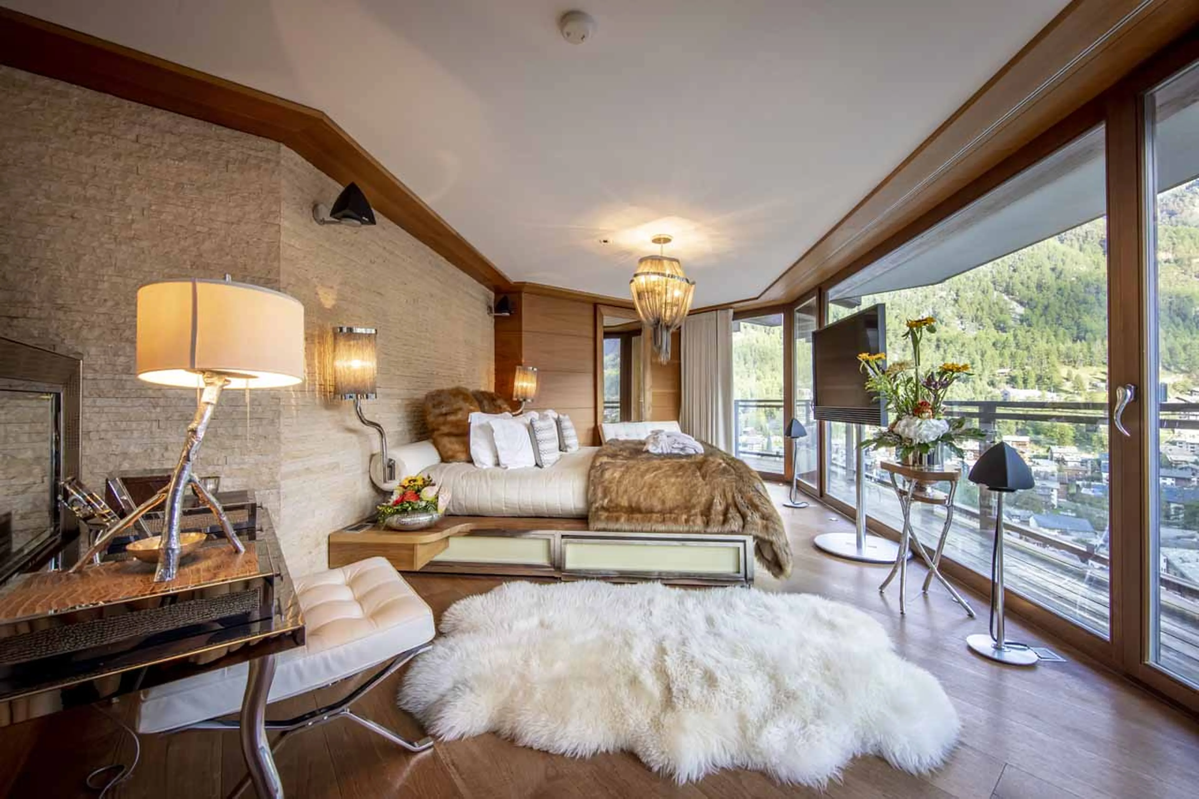 Bedroom two at Chalet Zermatt Peak in summer