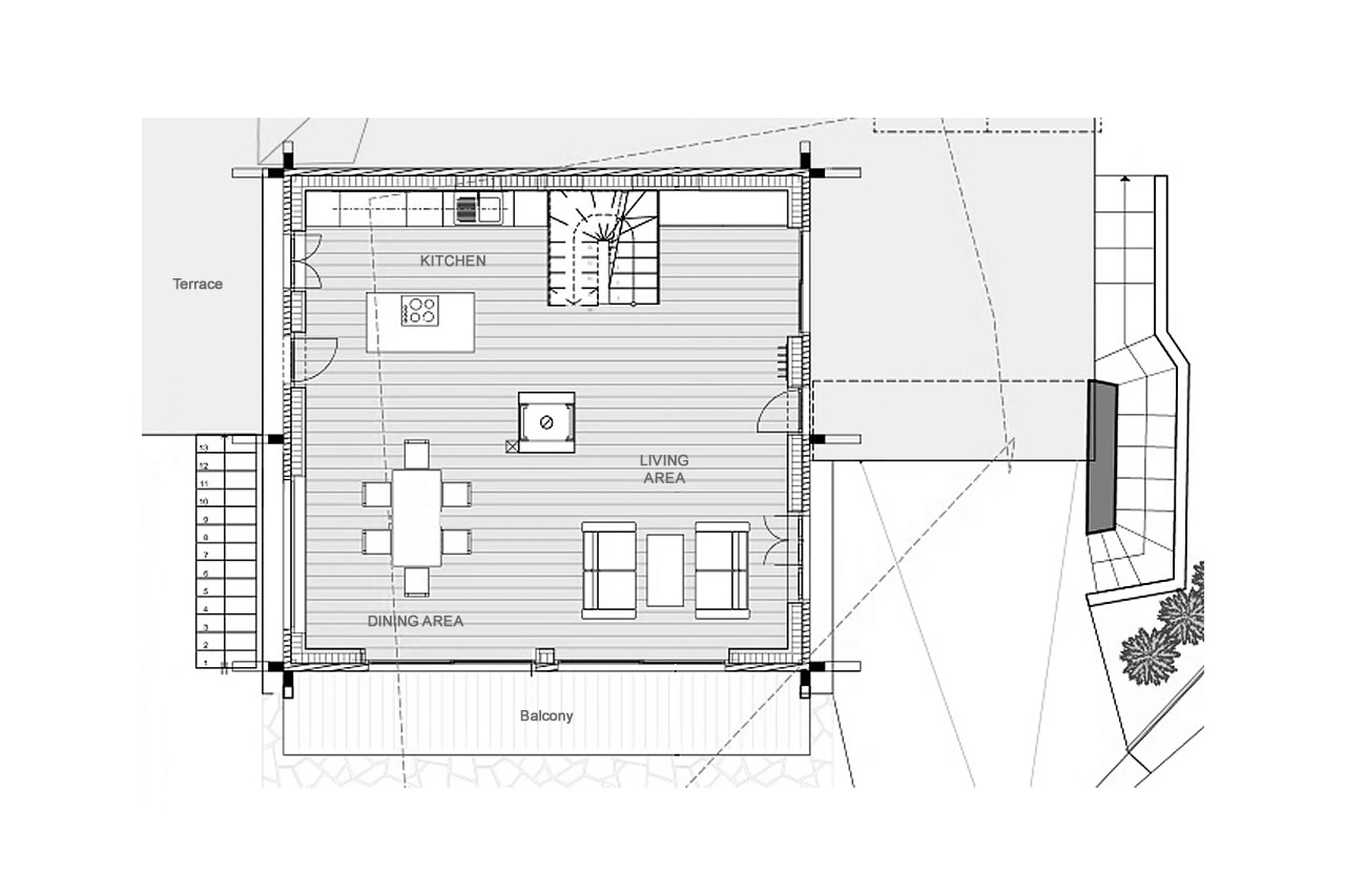 Level 0 floor plan of Chalet Pierrepointe in Verbier